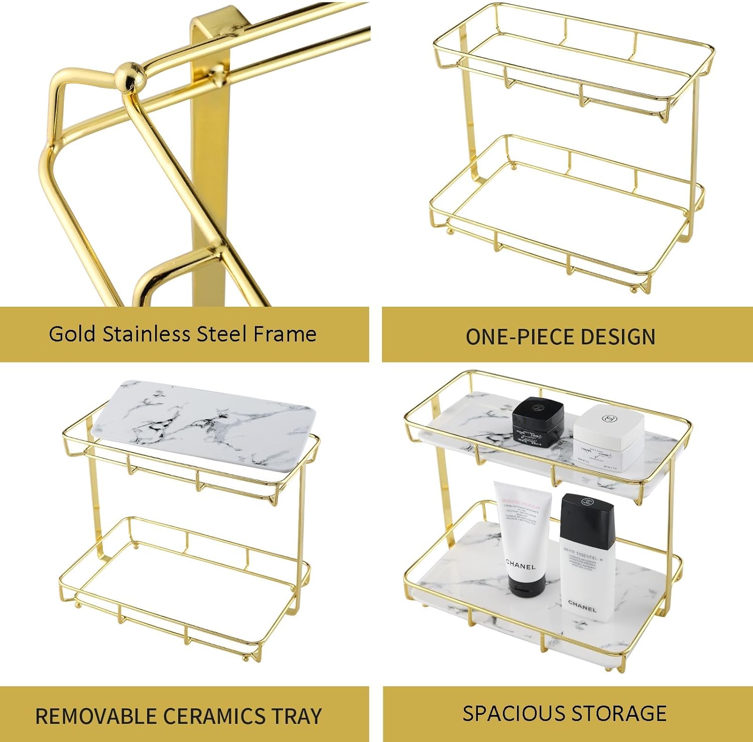 Stylish Bathroom Organizer with Marble Finish