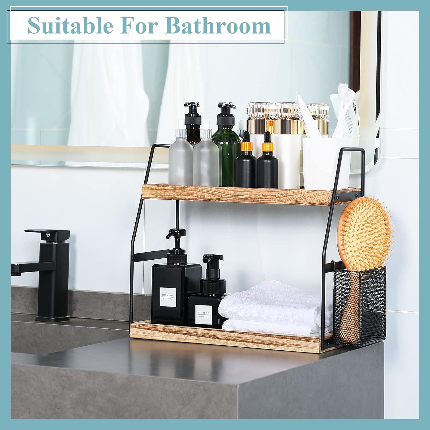 Bath Organizer 2-Tier Storage Shelf for Vanity