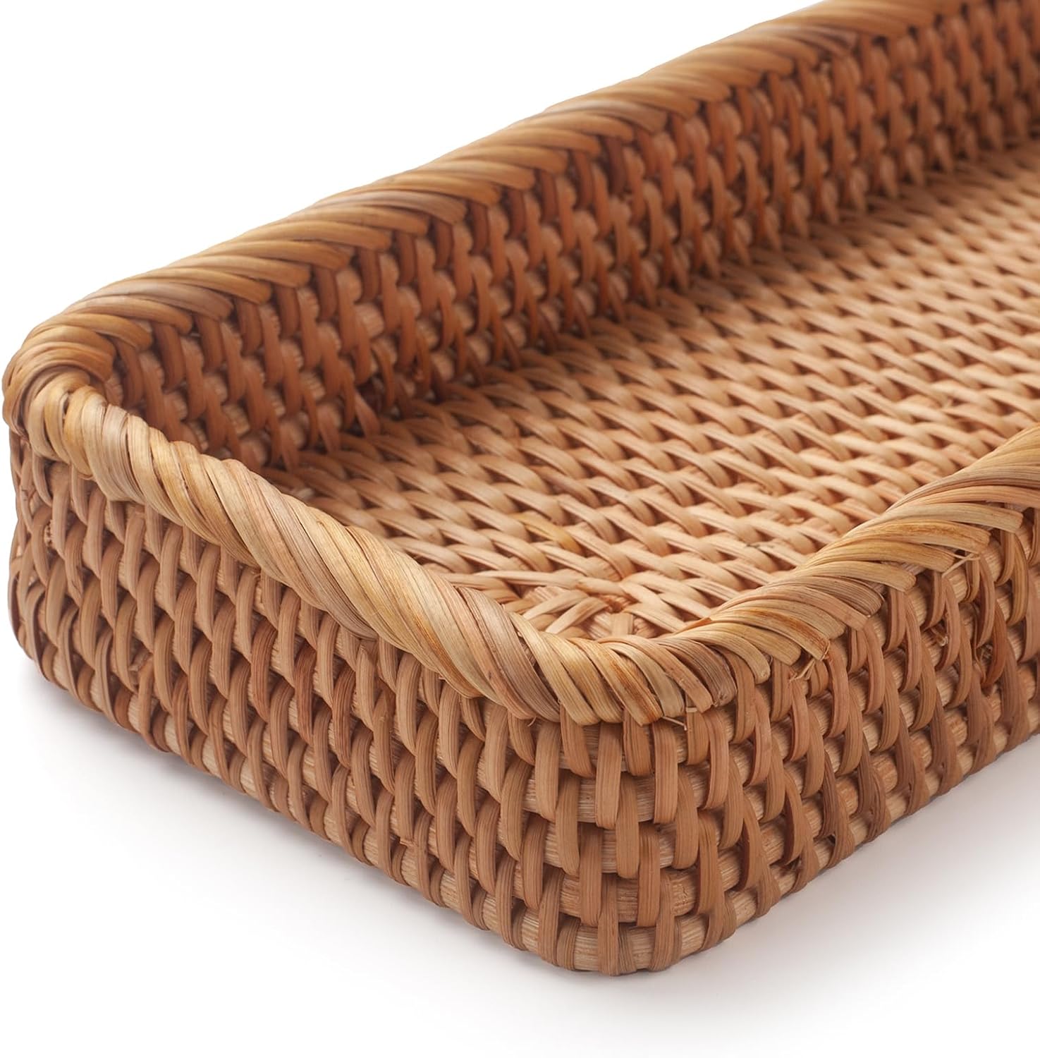 DECrafts Eco Rattan Bathroom Vanity Tray for Storage and Style