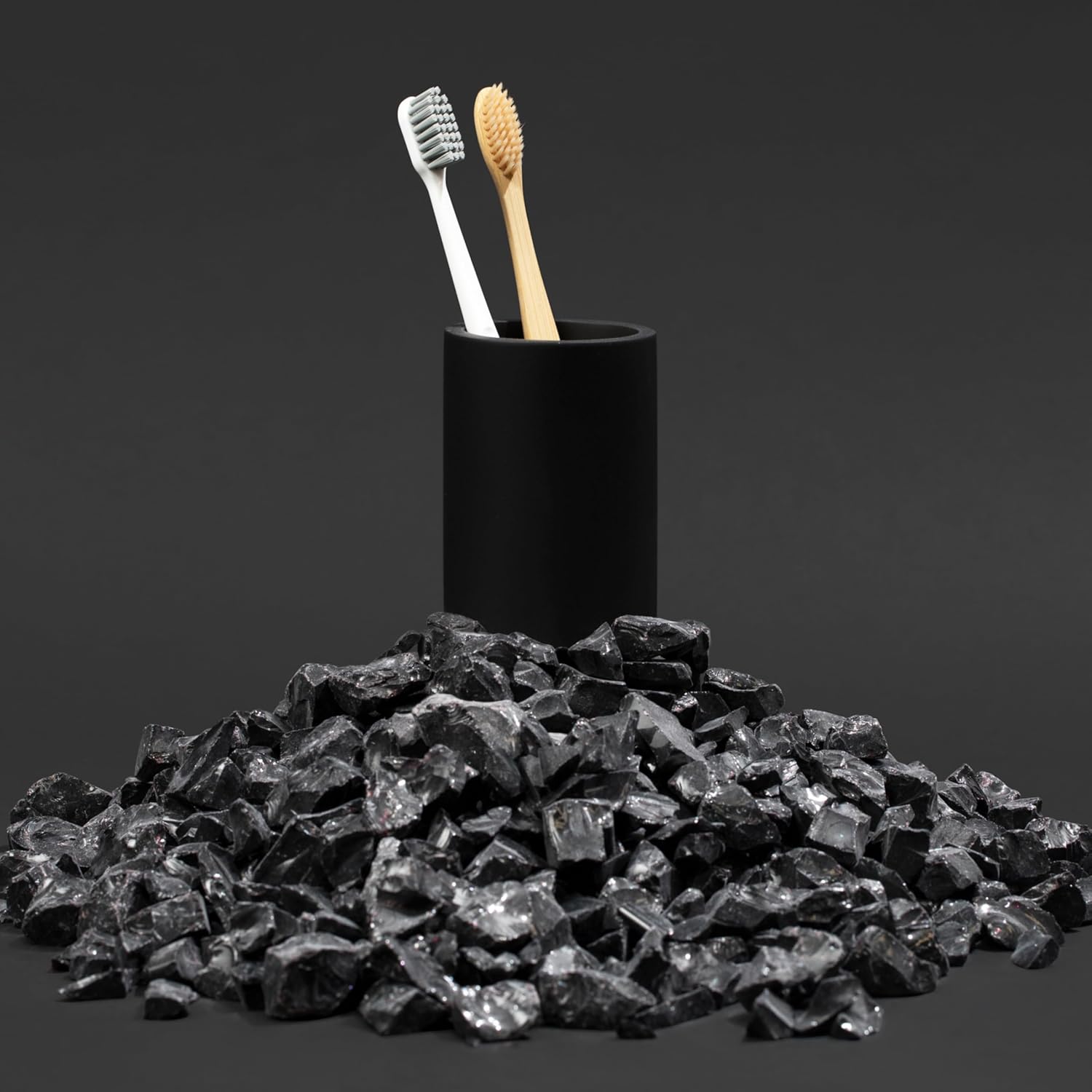 Essentra Home Matte Black Tumbler for Vanity Pencil Pen Makeup Brush Holder