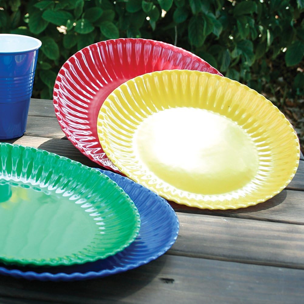 Melamine Colorful Reusable Picnic Plate Set of 4