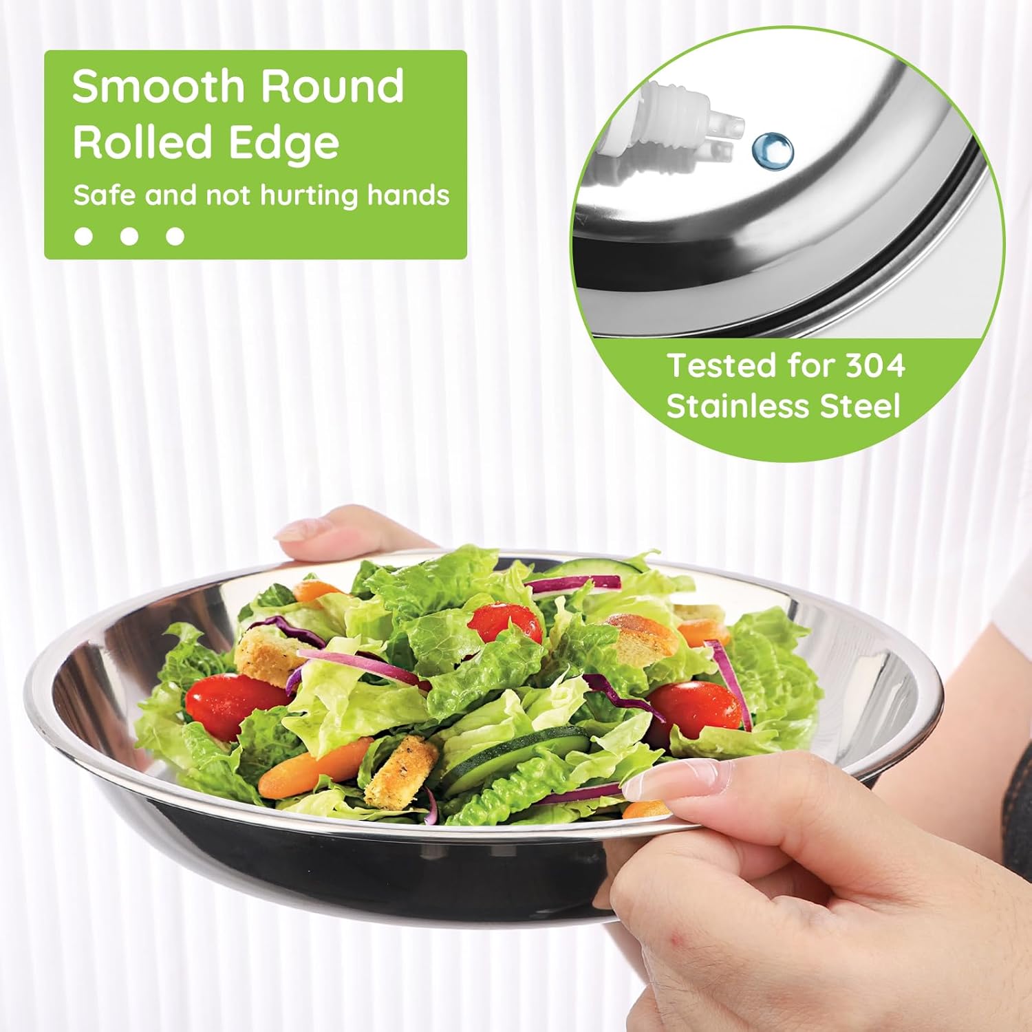 Offiper Stainless Steel Camping Plates 8-Piece Durable Shatterproof