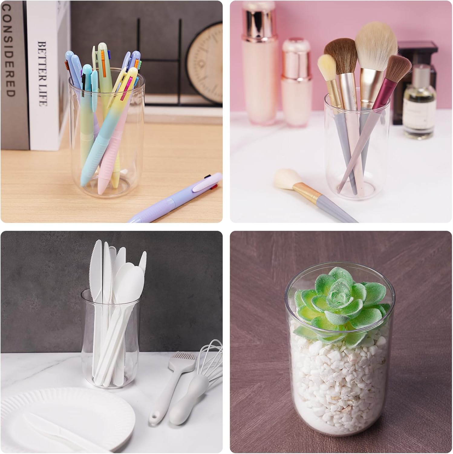 Set of 3 Crystal Clear Toothbrush Holders 135oz Reusable BathroomT_ACCESSORIES