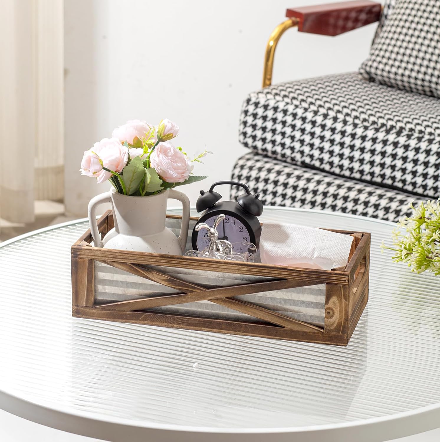 Modern Farmhouse Rustic Wooden Toilet Tank Basket Vural Decor