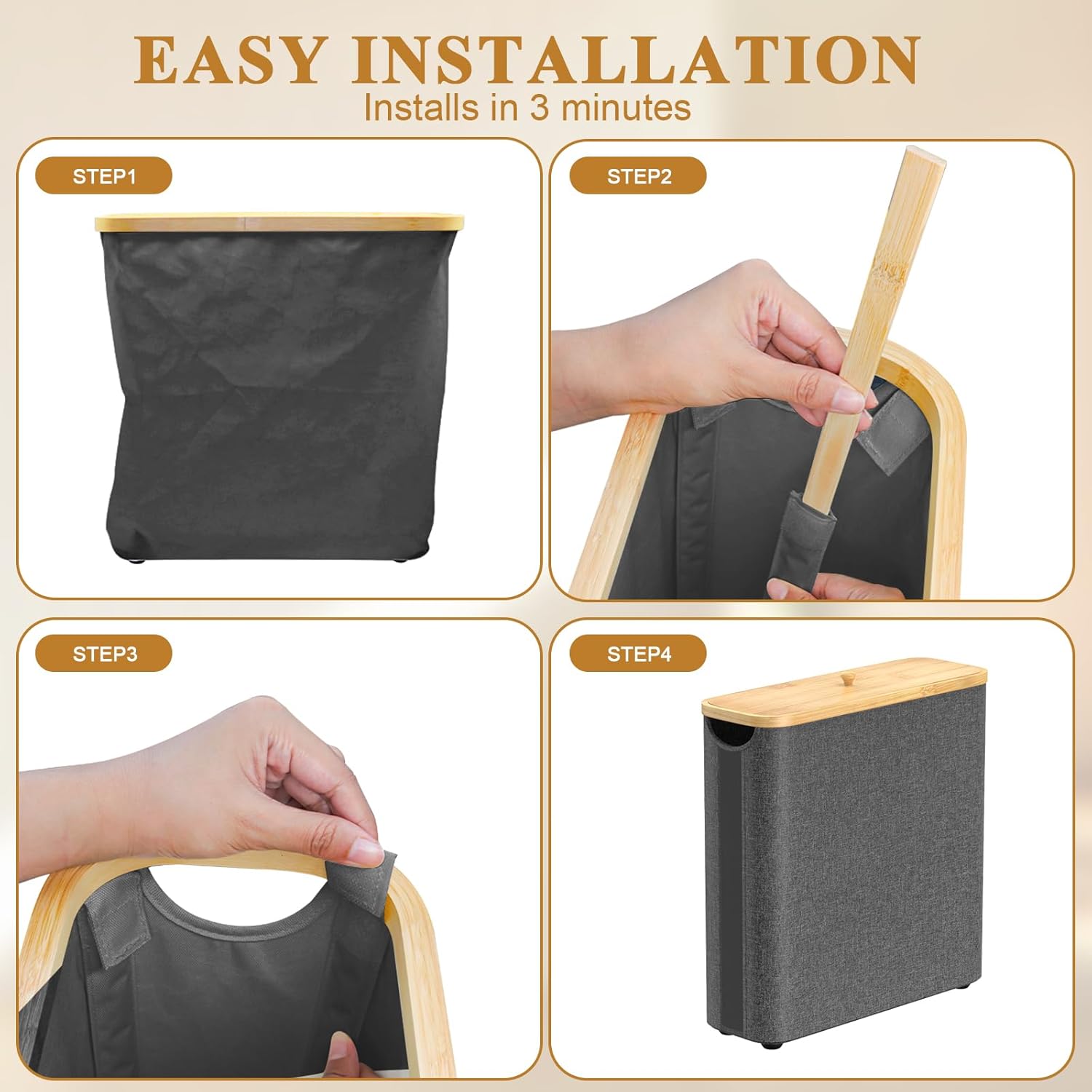 Gileolant Slim and Compact Bamboo Toilet Paper Organizer