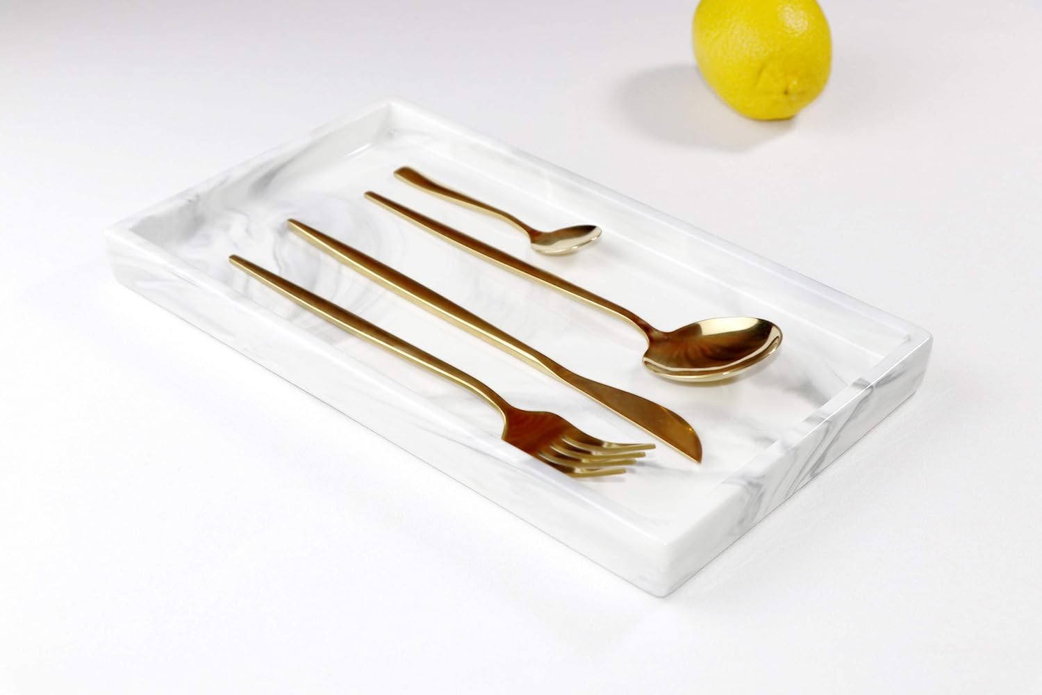 White Marble Bathroom Counter Tray