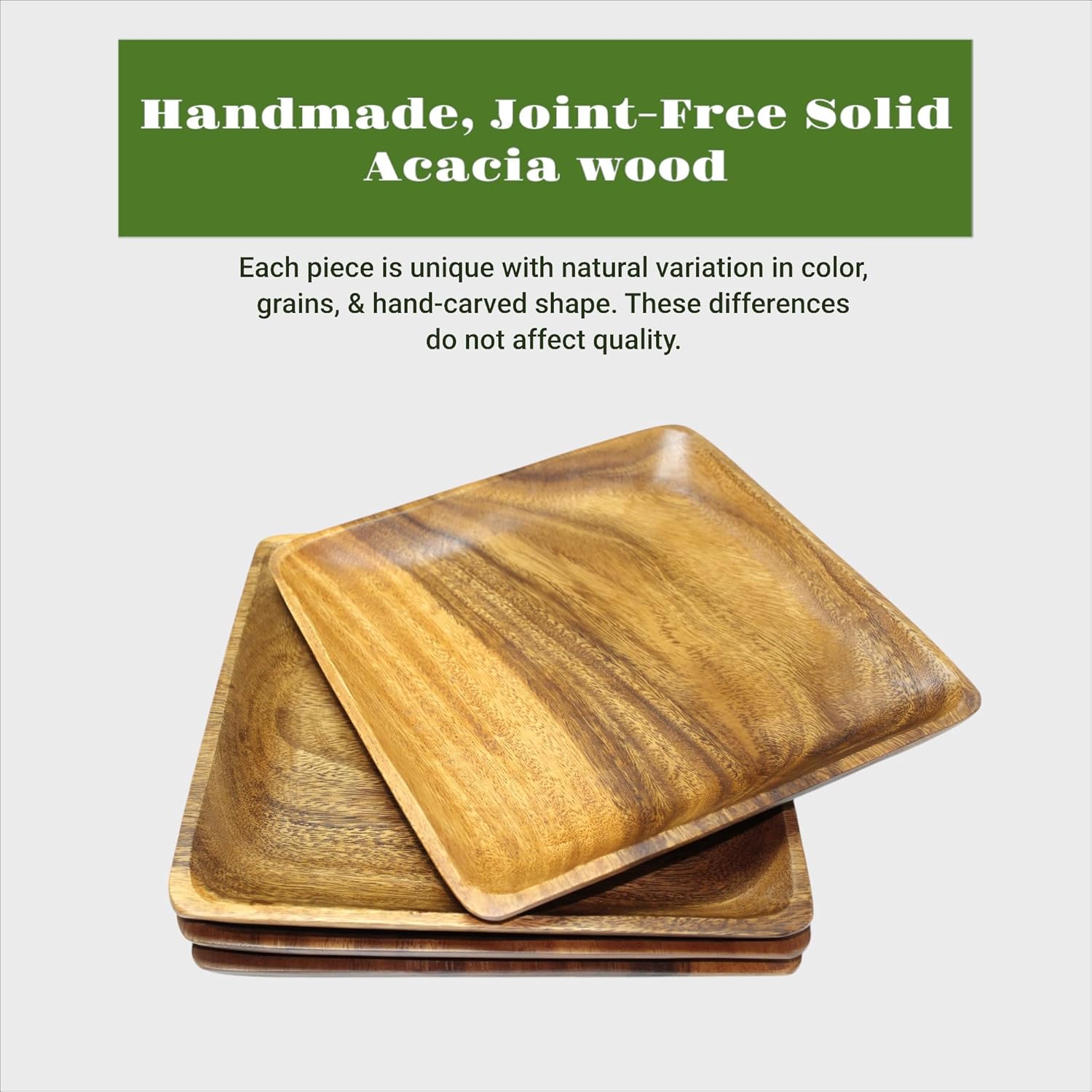 Wrightmart Acacia Wood Dinner Plates Set