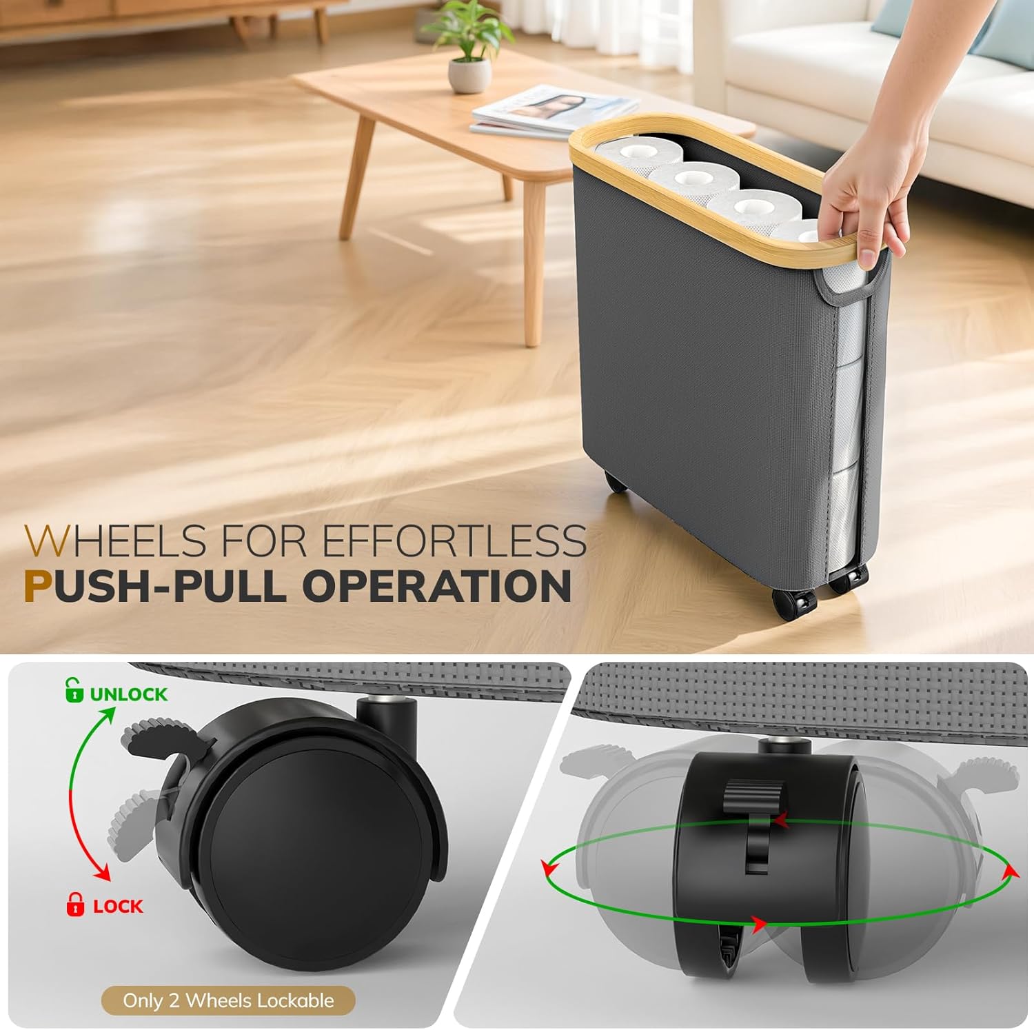 Compact Bamboo Toilet Paper Holder