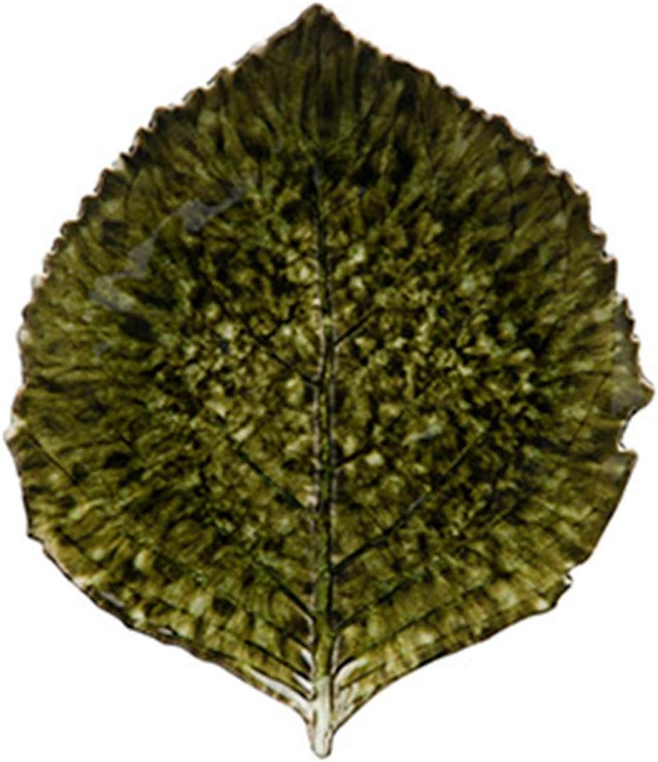 Elegant Costa Nova Riceira Collection Hydrangea Leaf Dark Green Dinner Plate