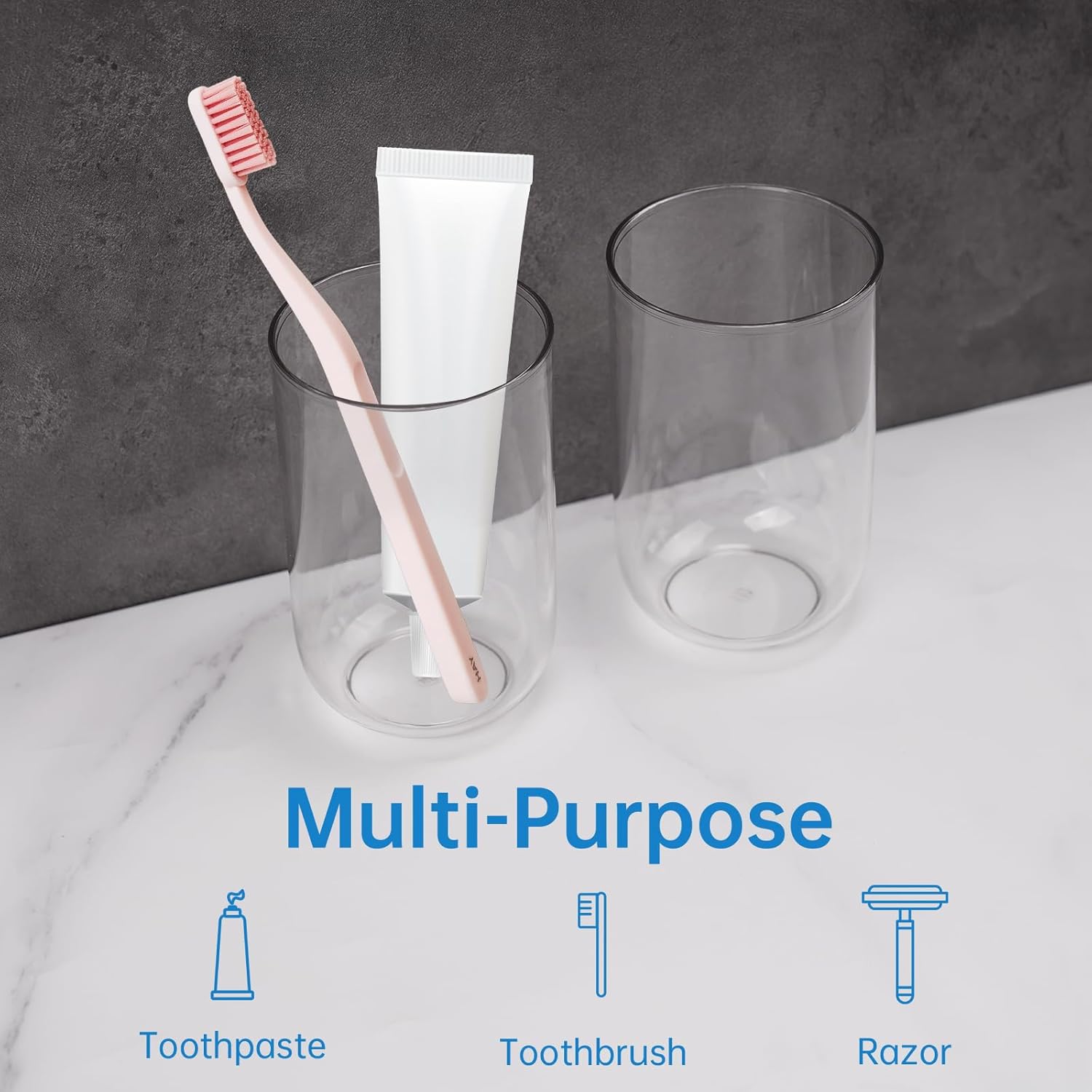 Set of 3 Crystal Clear Toothbrush Holders 135oz Reusable BathroomT_ACCESSORIES