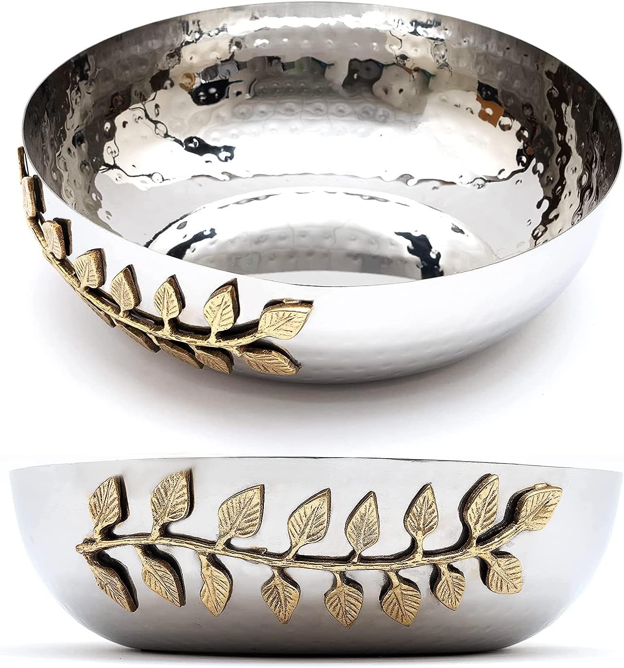 GUTE Decorative Silver Hammered Bowl 10 Dia Fruit Catch All