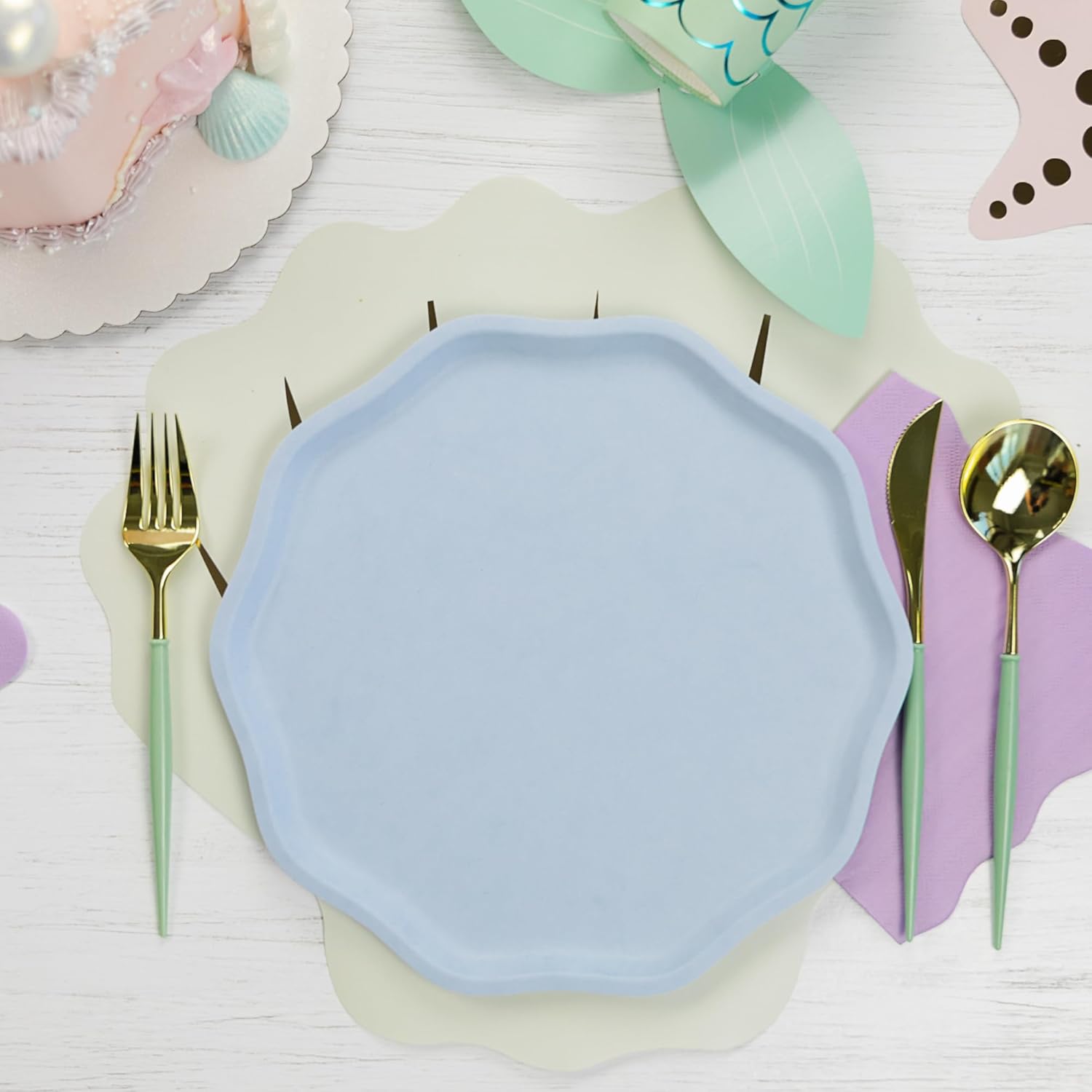 Sky Blue Compostable Dinner Plates