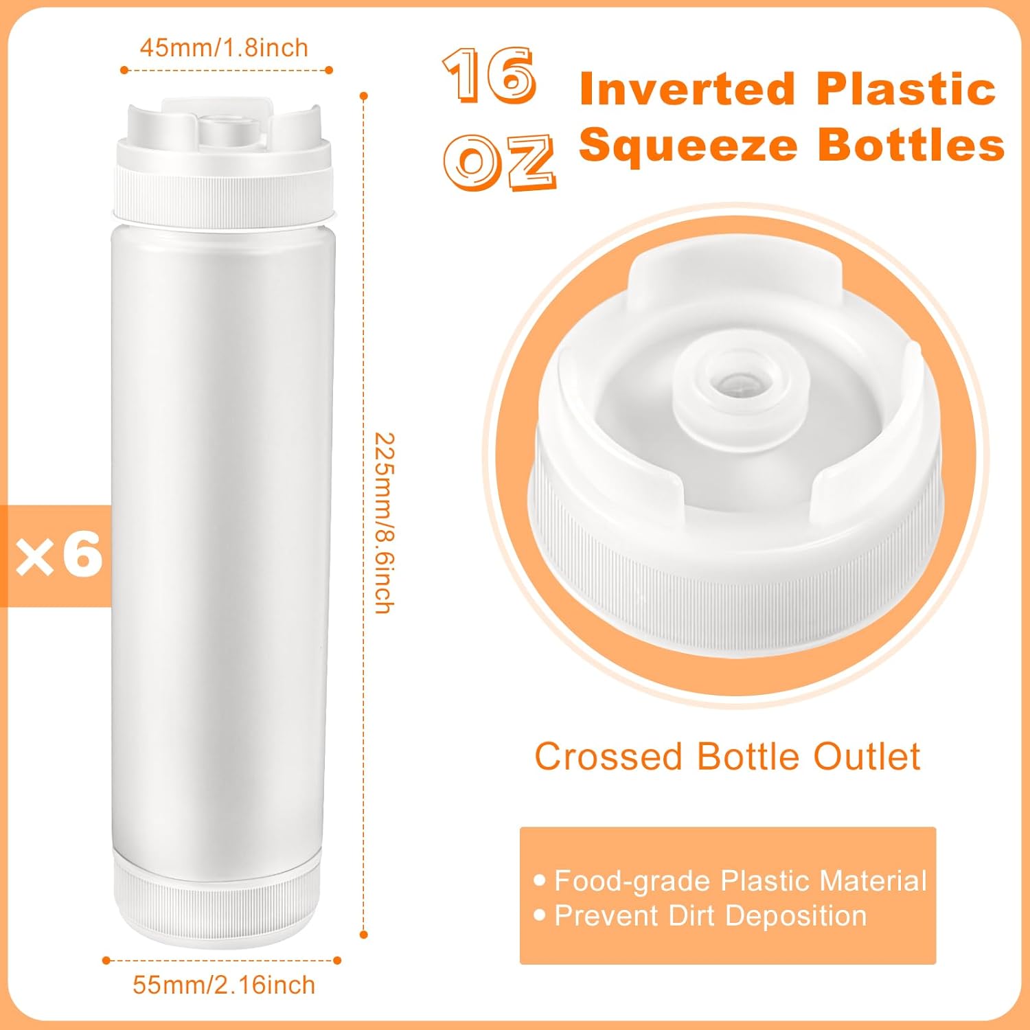 CHIVENIDO 6PCS Inverted Squeeze Bottle Set No Leak Inversion Safe and Versatile