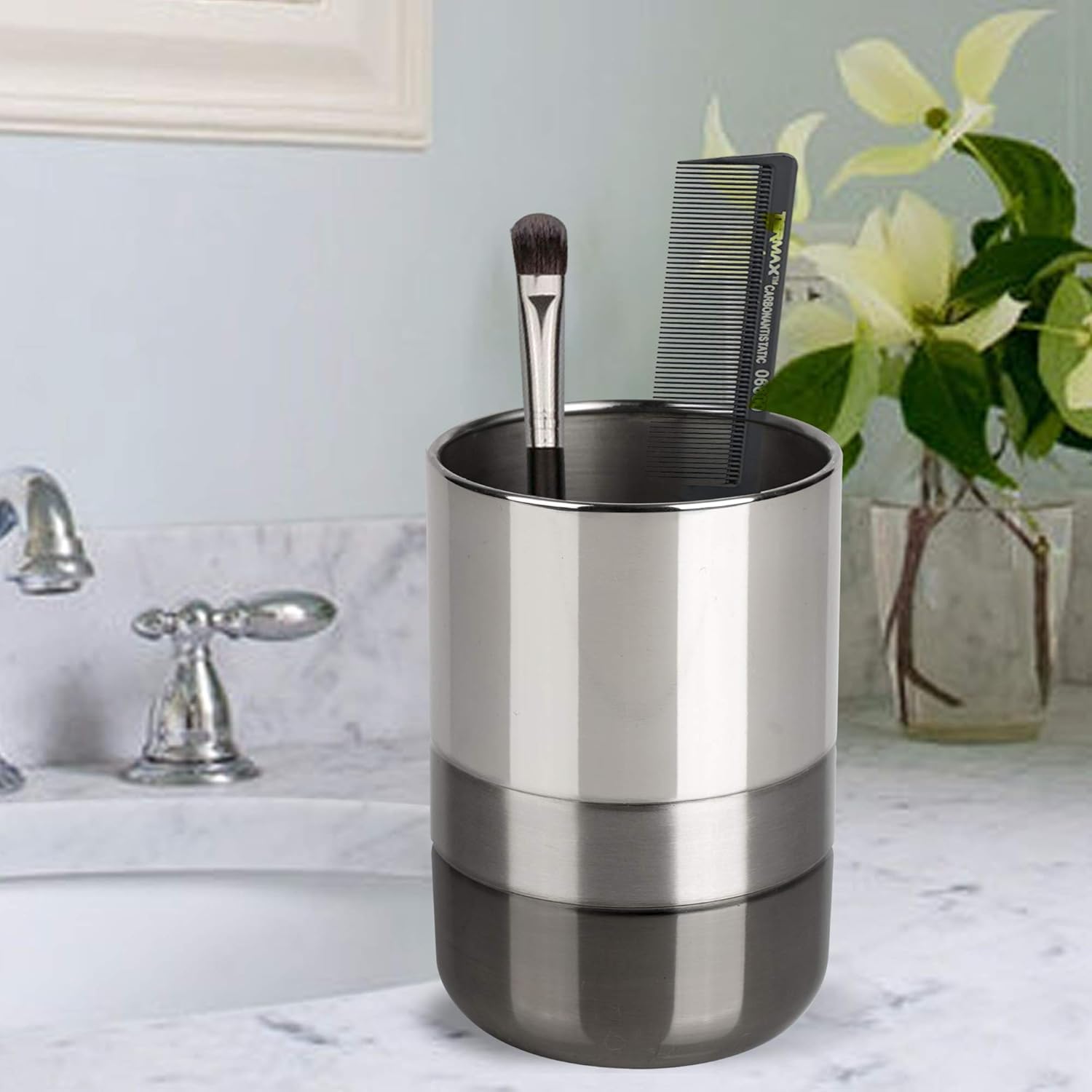 Nu Steel Triune Tumbler Makeup Brush Holder