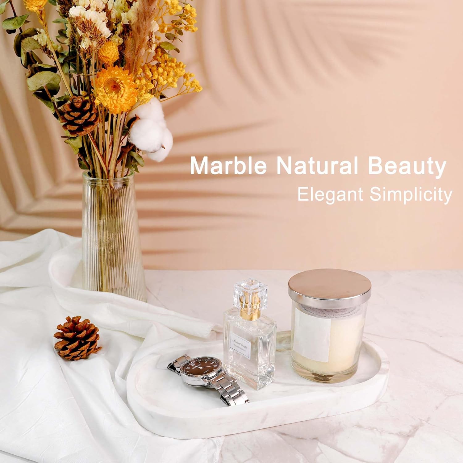 NANSHOP - Natural Travertine Marble Bathroom Vanity Tray