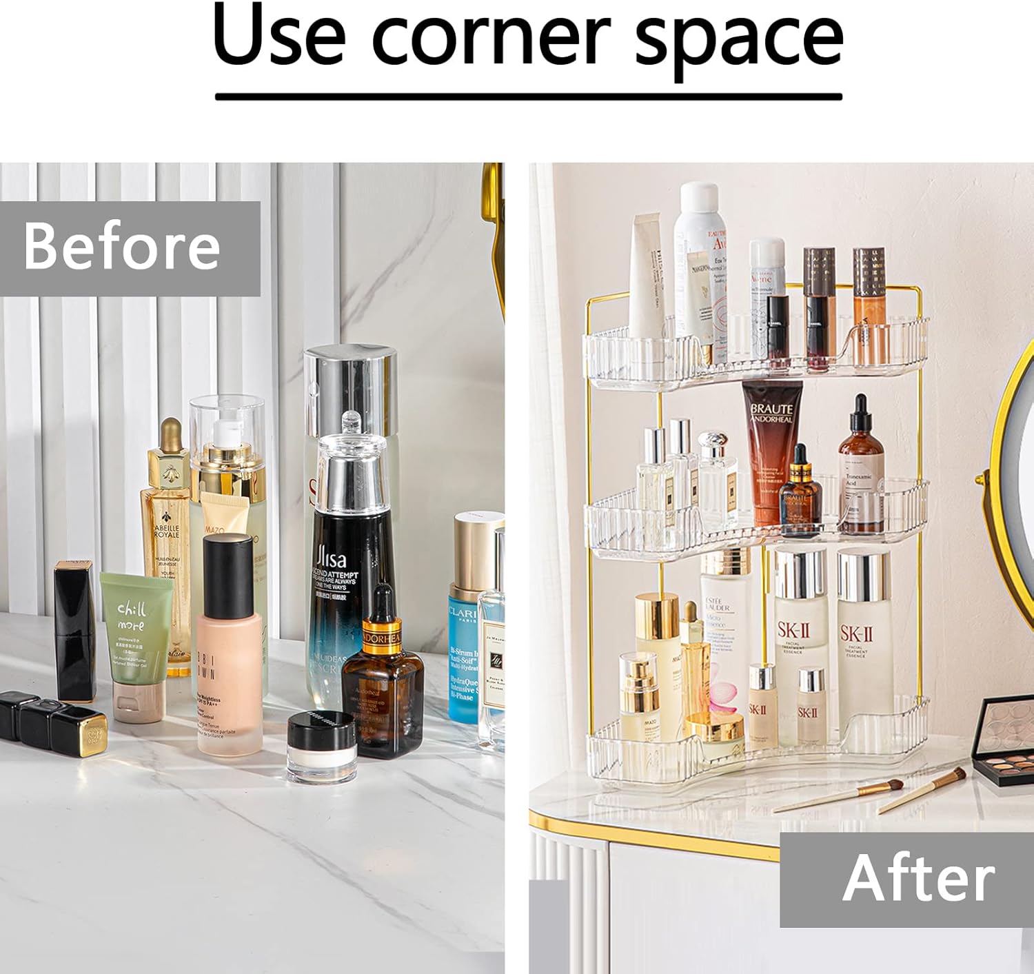 3-Tier Corner Organizer Classic White Storage Shelf
