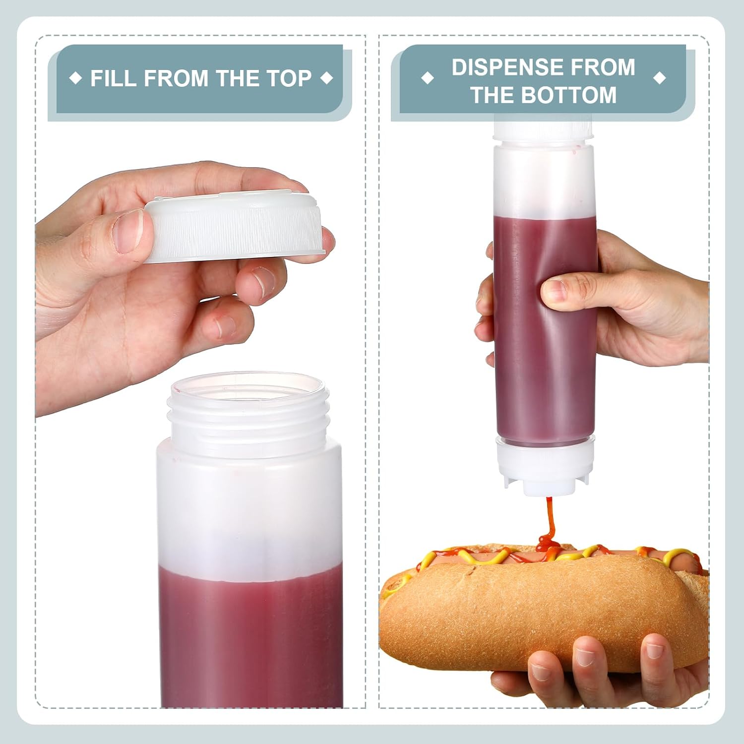 4 Pcs 24 oz Inverted Plastic Squeeze Bottles