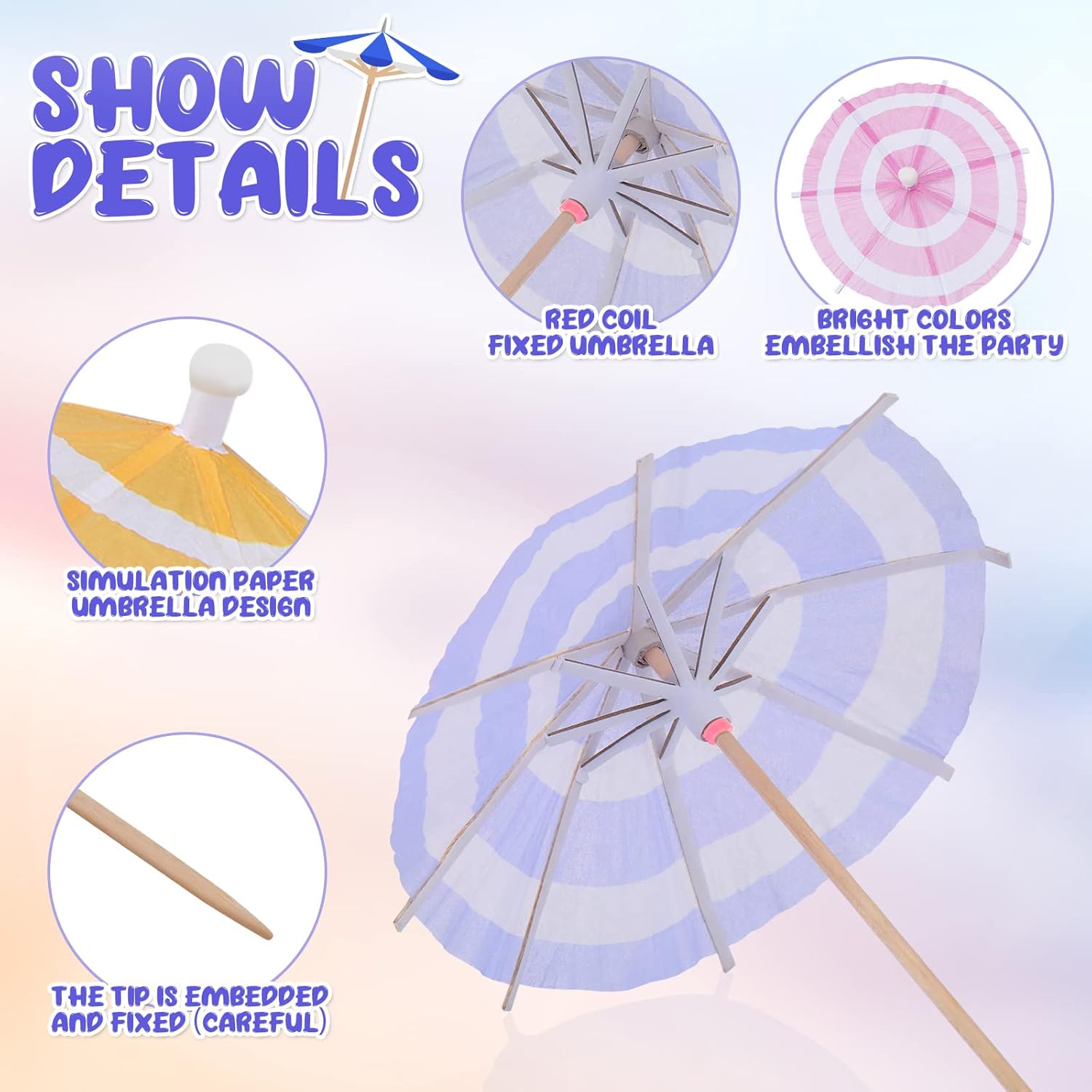 Chic 150-Piece Cocktail Umbrella Picks for Summer Parties