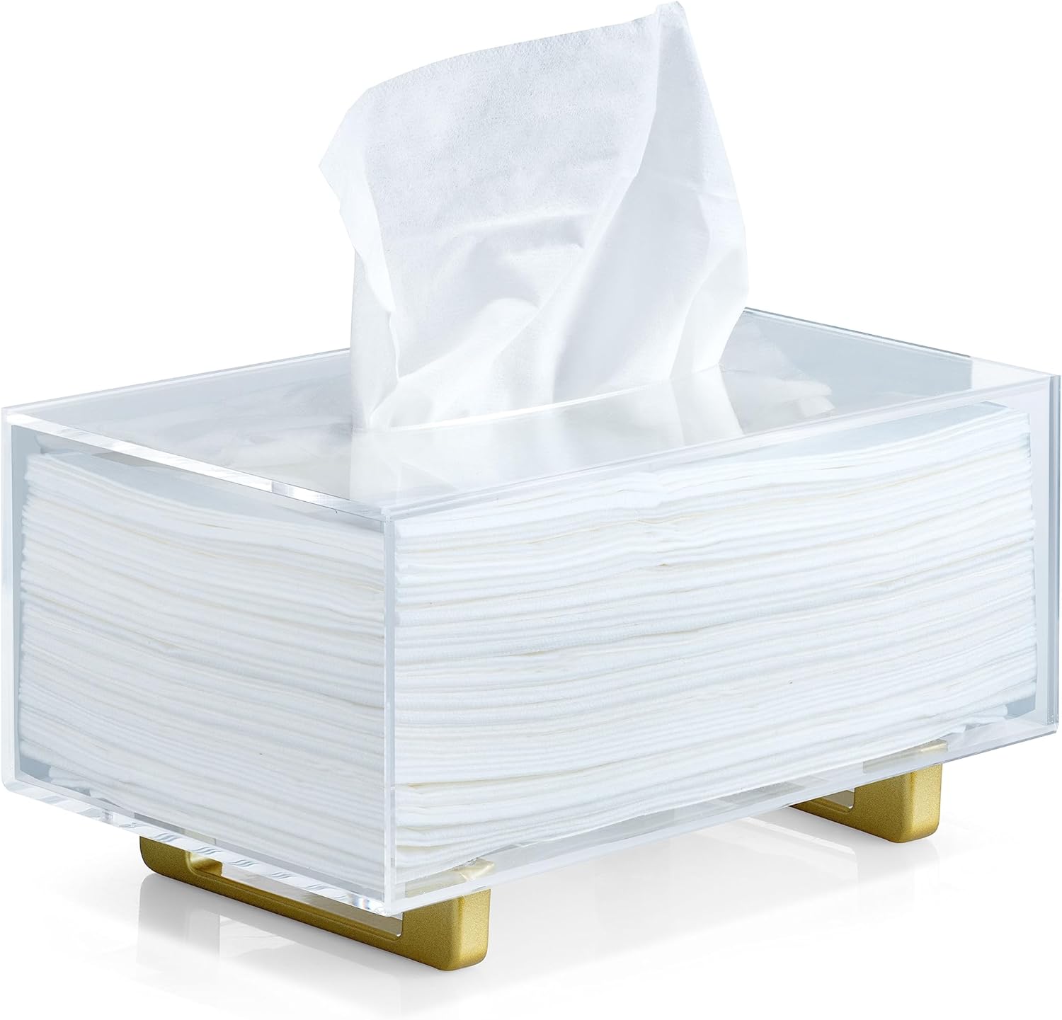 YoBa Thick Acrylic Tissue Box Holder with Gold Plated Legs