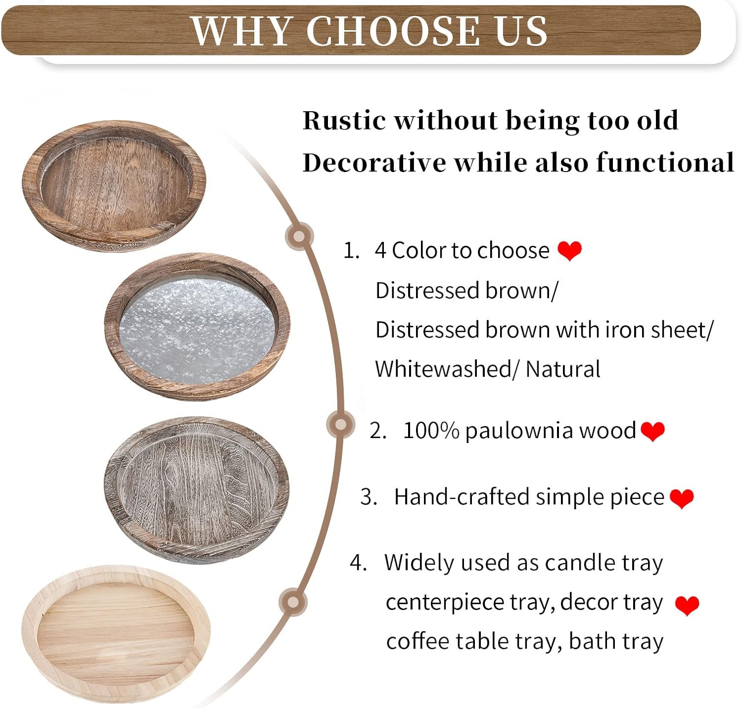 Hanobe Rustic Wooden Serving Tray Perfect for Gatherings