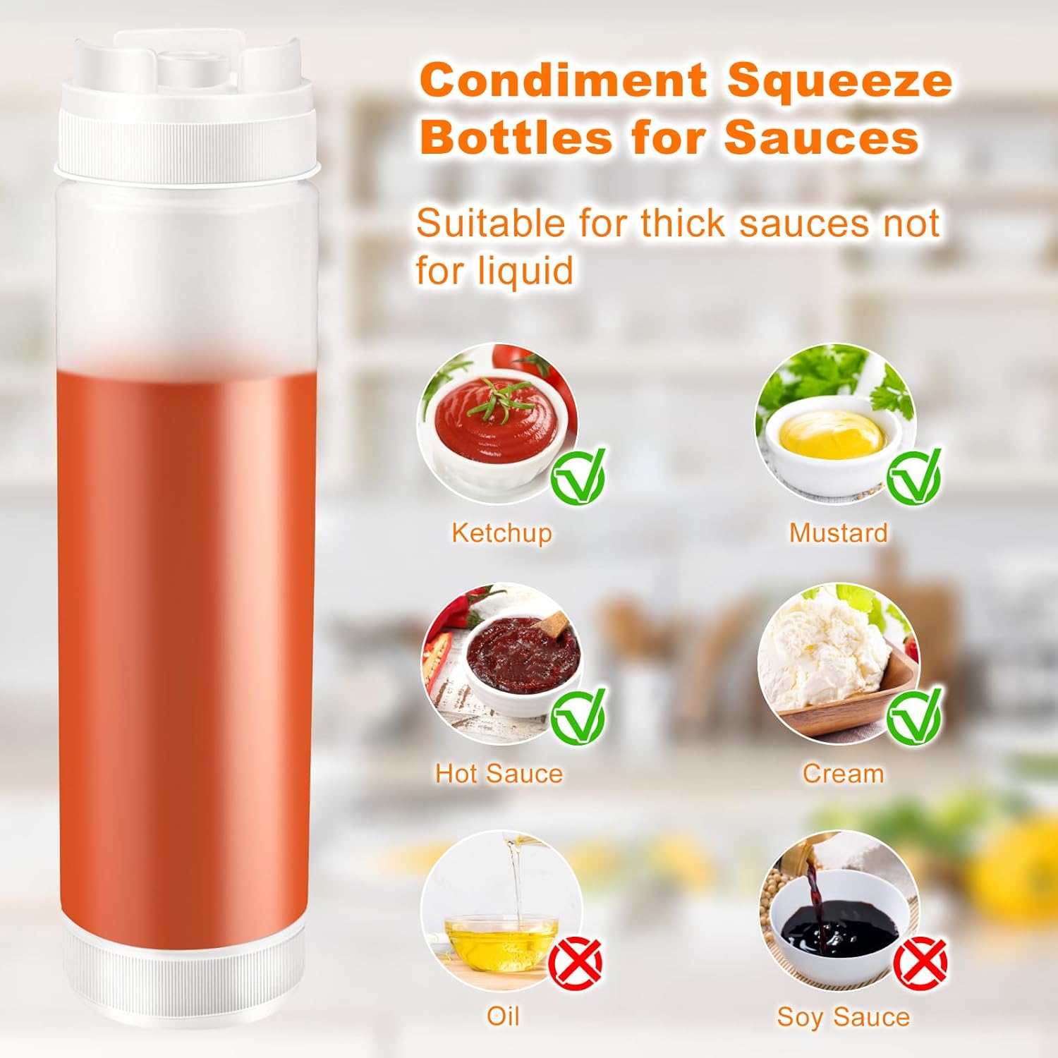 CHIVENIDO 6PCS Inverted Squeeze Bottle Set No Leak Inversion Safe and Versatile