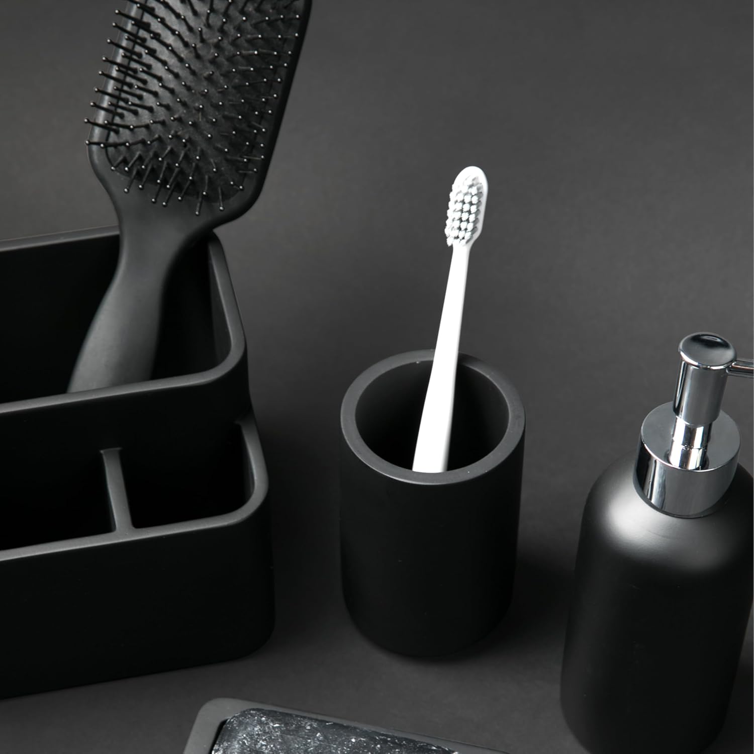 Essentra Home Matte Black Tumbler for Vanity Pencil Pen Makeup Brush Holder