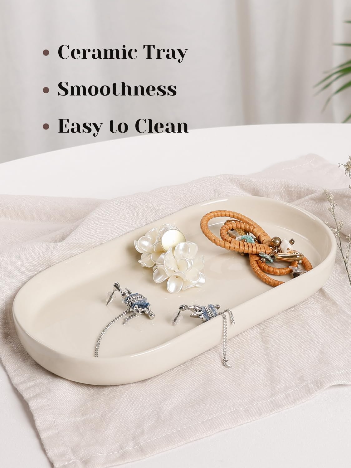 Elegant Ceramic Bathroom Vanity Tray with Beautiful Design