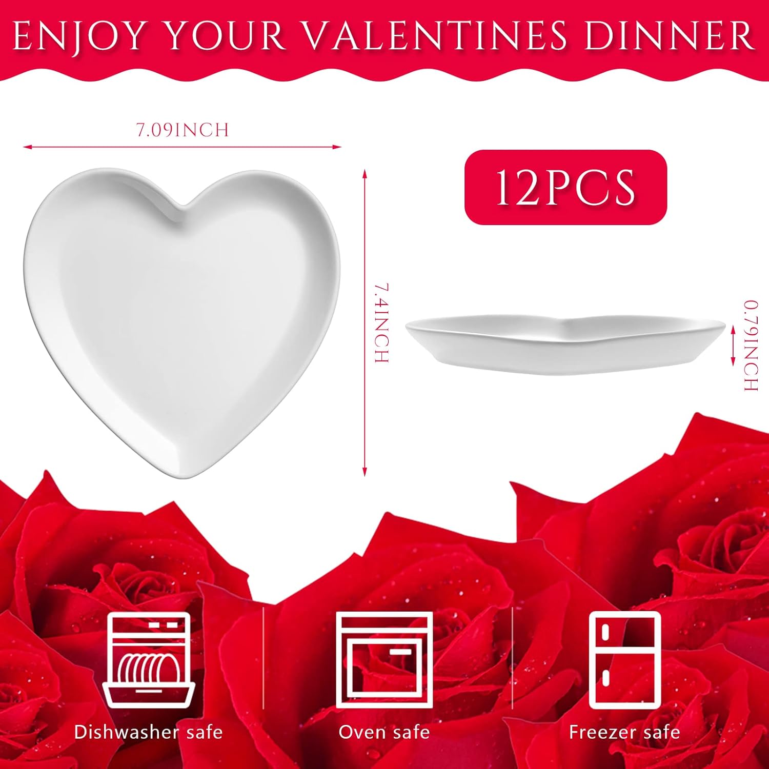 Adorable 12-Piece Heart Ceramic Plates forWeddings Greetings