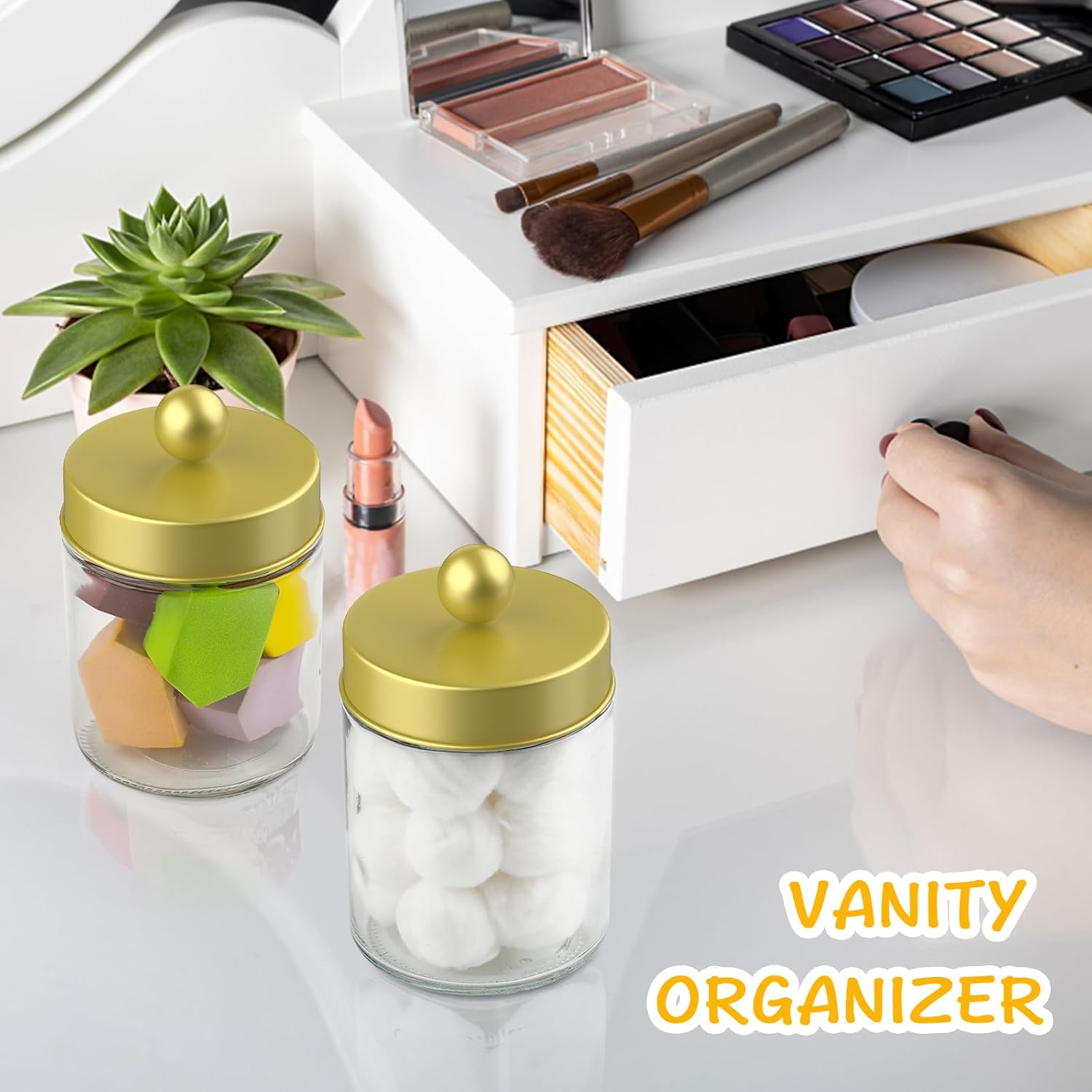 Bath Gold Gems Jar Tonic Holder