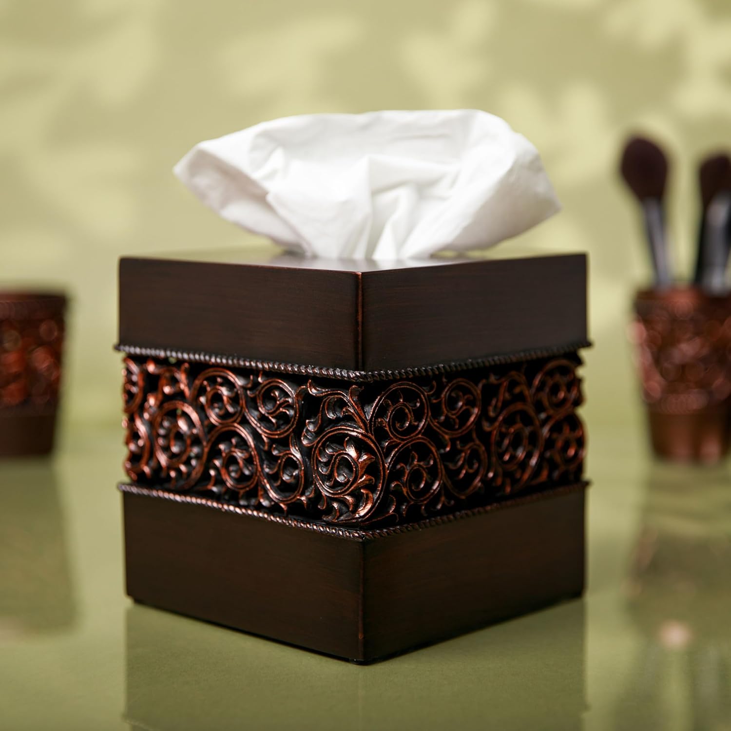 Essentra Home Bronze Tissue Cover for Bathroom Counter