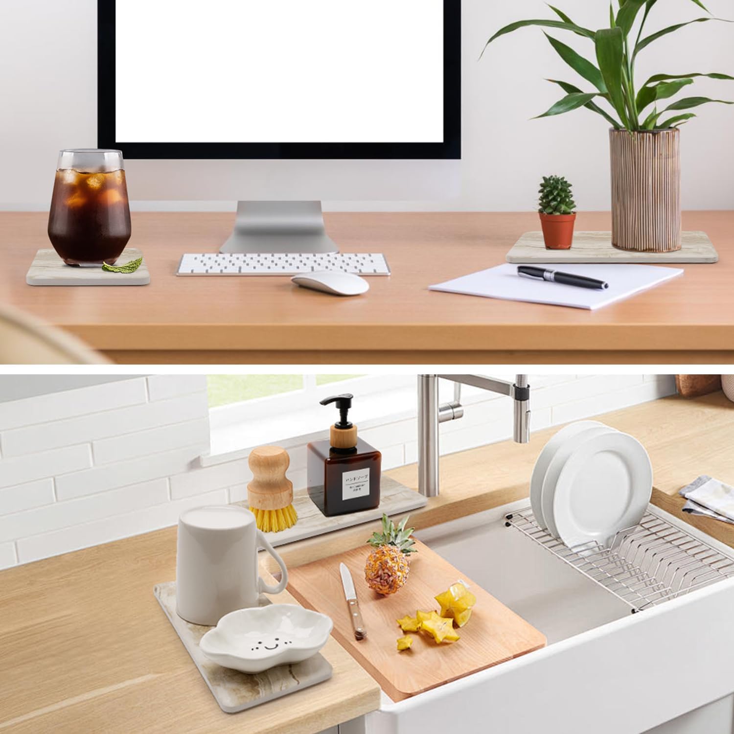 Deceram Set of 4 Drying Stones for Kitchen Bath