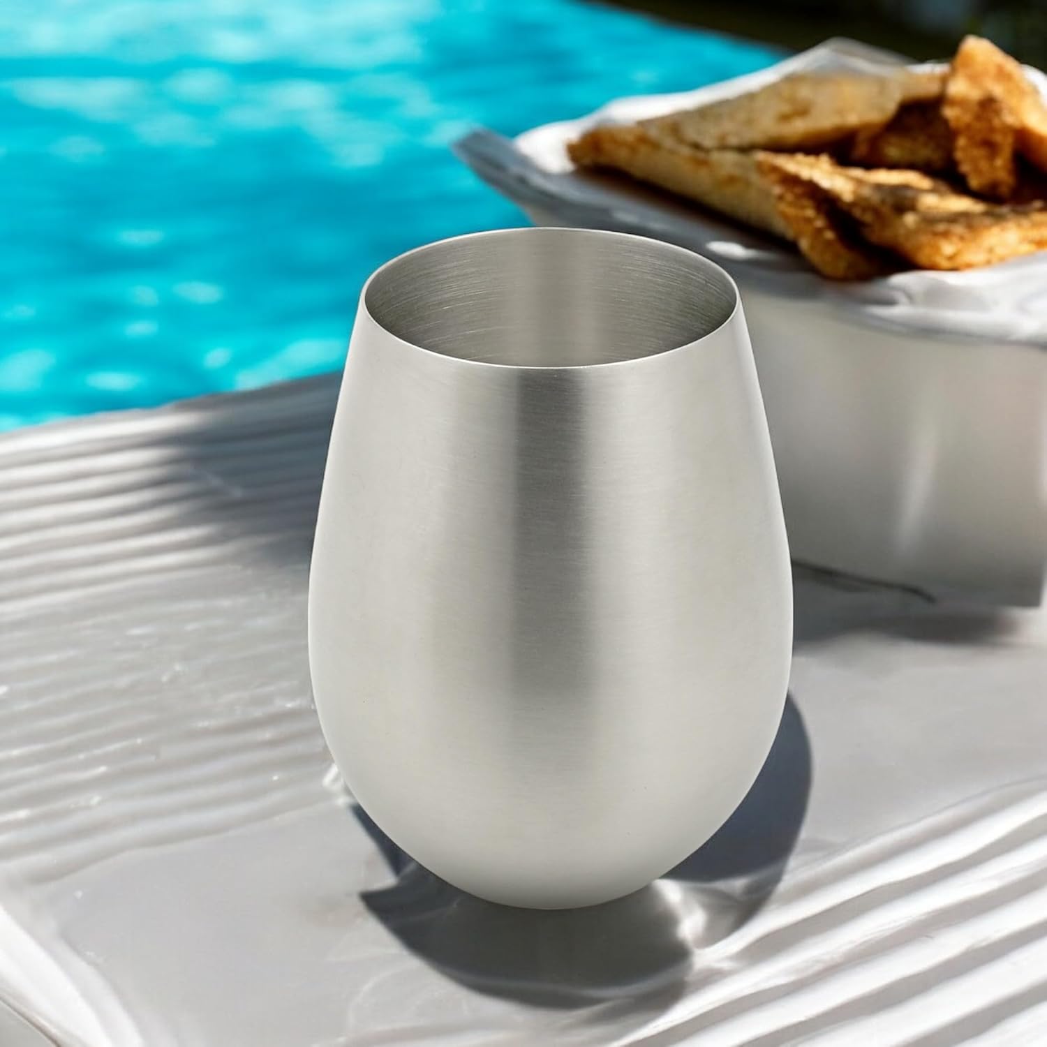 Elegant Brushed Stainless Steel Wine Glass
