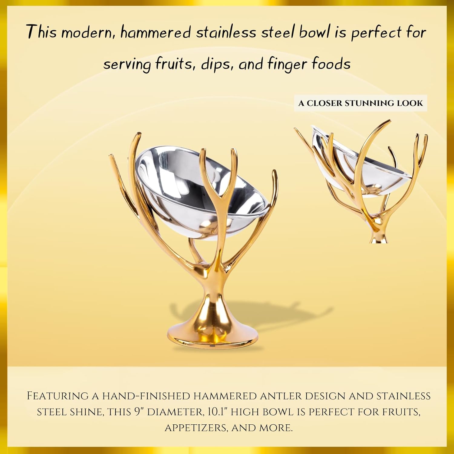 Stainless Steel Brass Branch Footed Bowl by GUTE