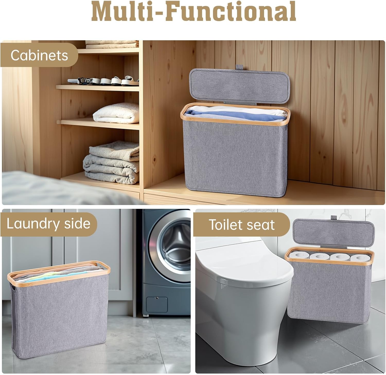Large Capacity Bamboo Toilet Paper Storage Basket - 12 Rolls Durable Space-Saving