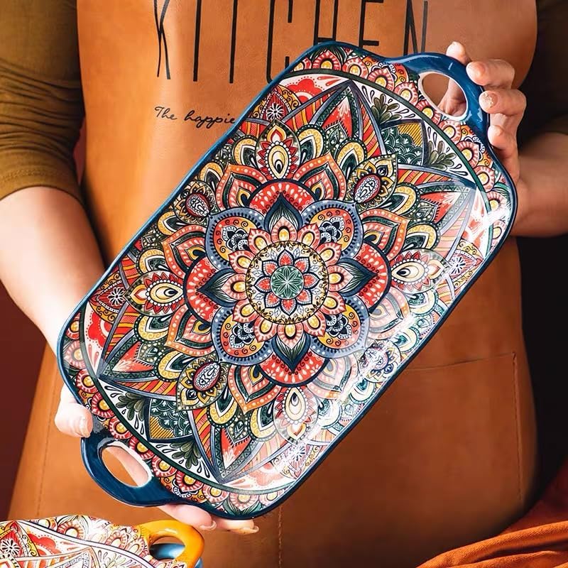 125-inch Double Handle Ceramic Plates Set of 4