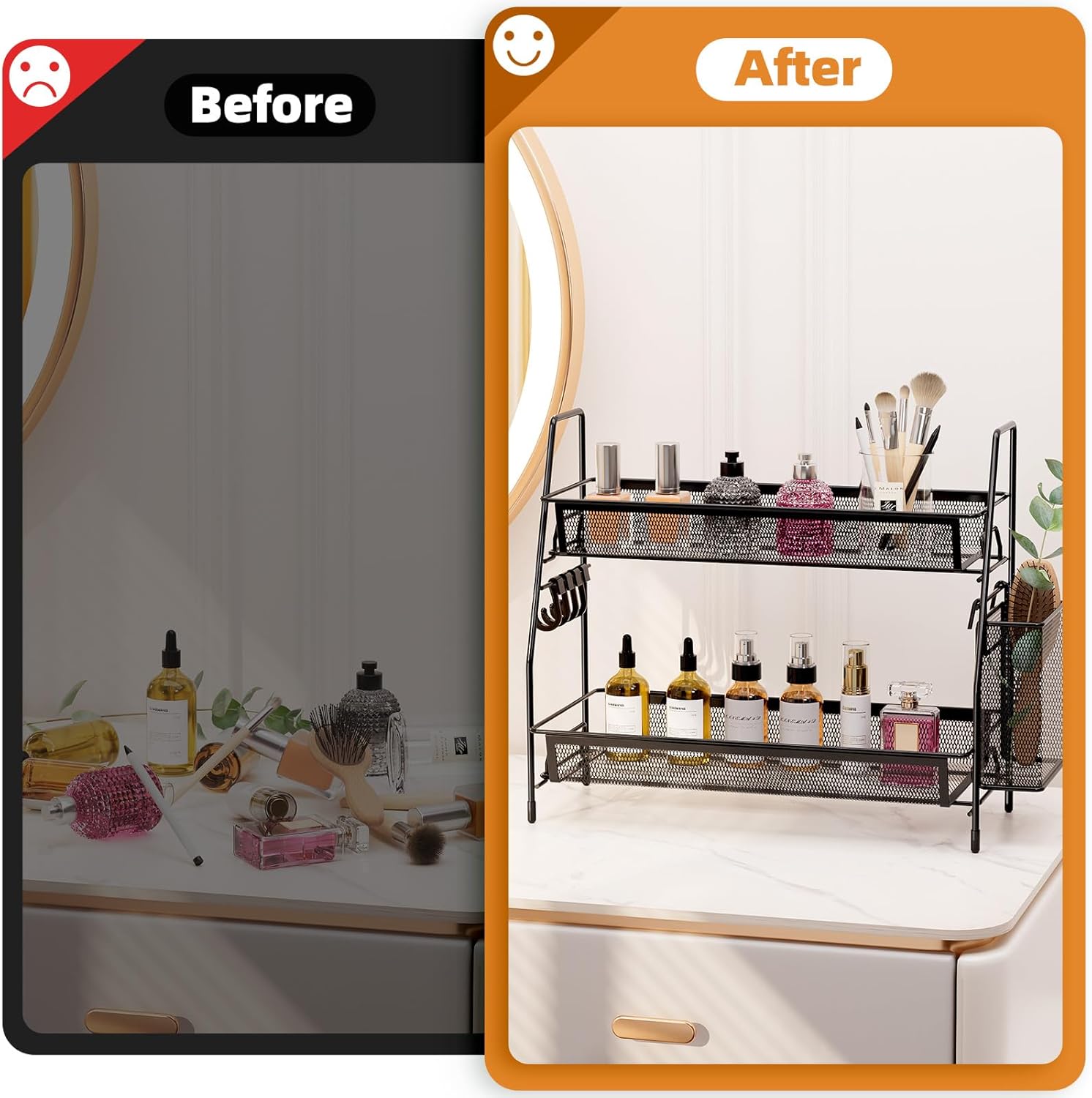 VITVITI 2-Tier Black Bathroom Organizer