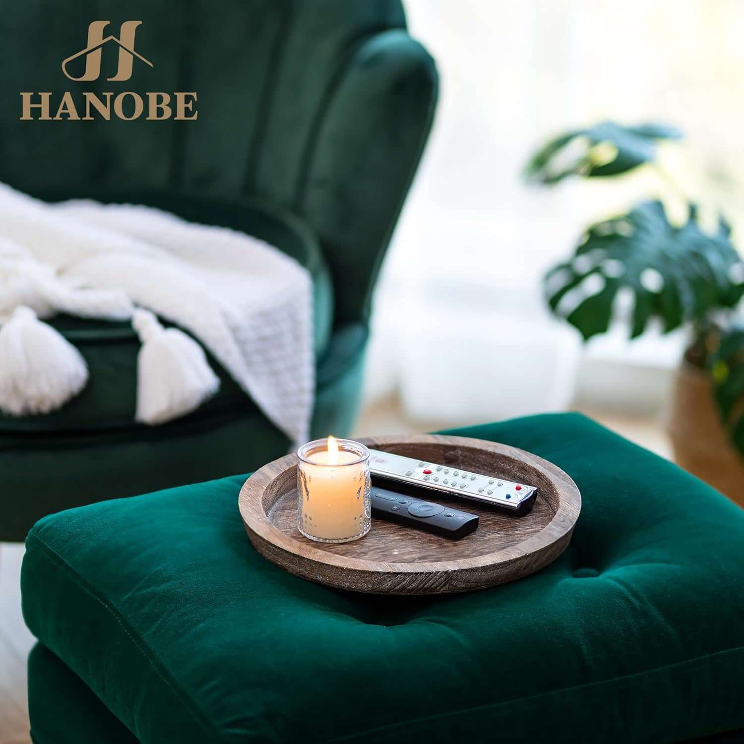 Hanobe Rustic Wooden Serving Tray Perfect for Gatherings
