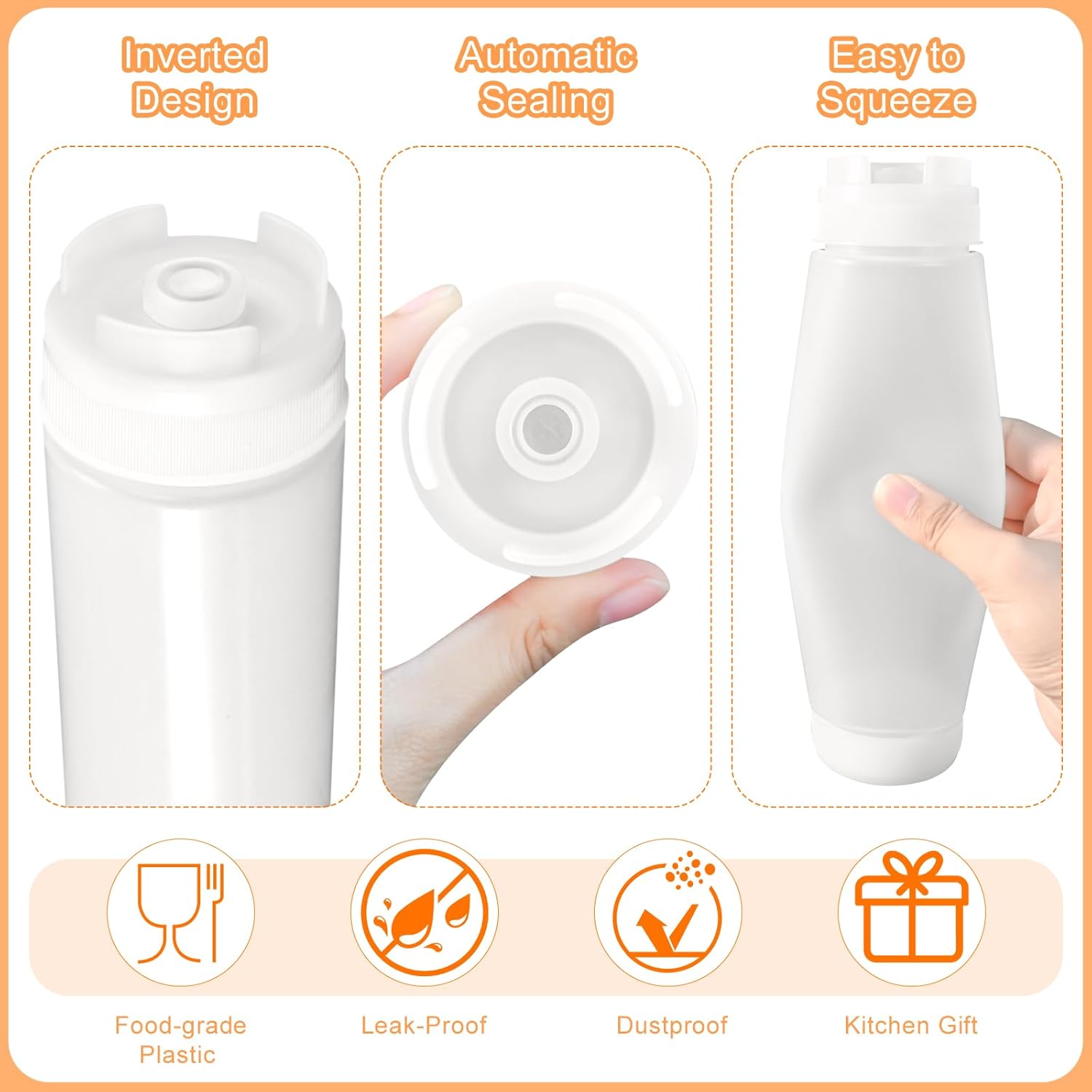 CHIVENIDO 6PCS Inverted Squeeze Bottle Set No Leak Inversion Safe and Versatile