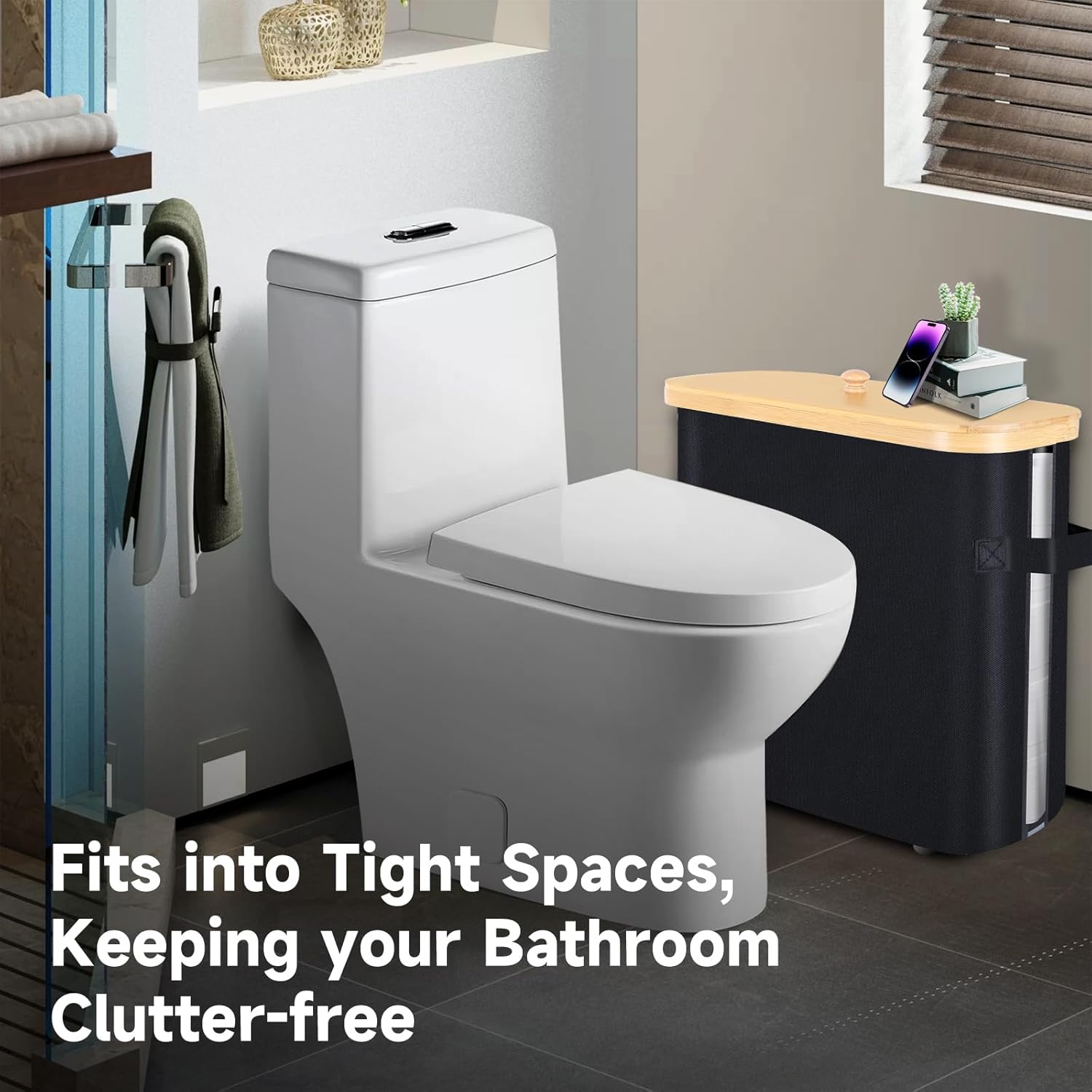 Sicamin Bamboo Folding Toilet Paper Organizer