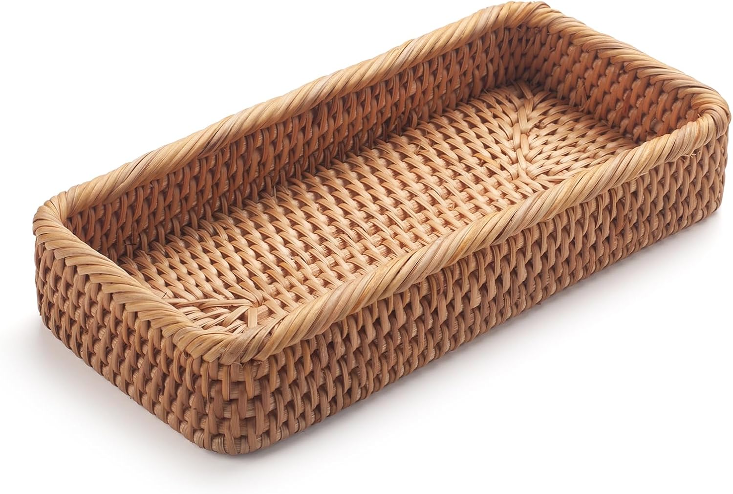 DECrafts Eco Rattan Bathroom Vanity Tray for Storage and Style