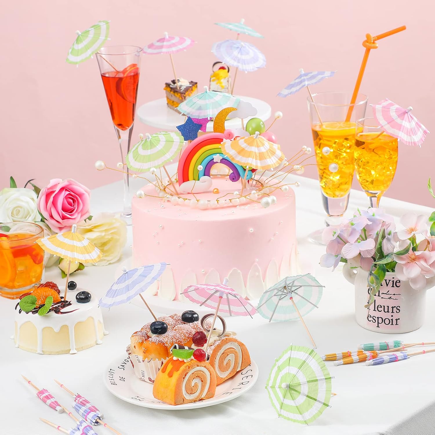 Chic 150-Piece Cocktail Umbrella Picks for Summer Parties