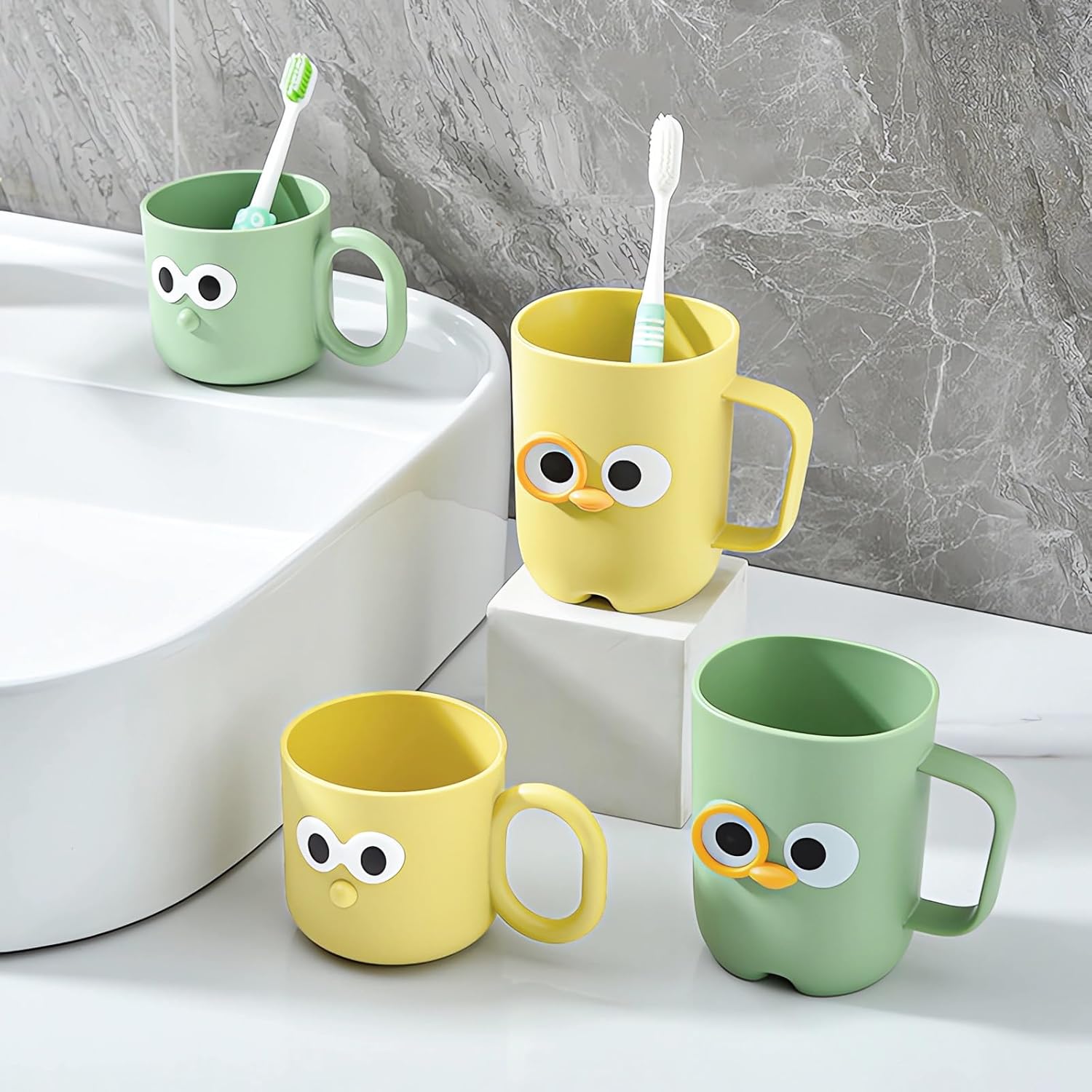 4-Piece Eco-Friendly cartoon Toothbrush Holders for Kids and Adults