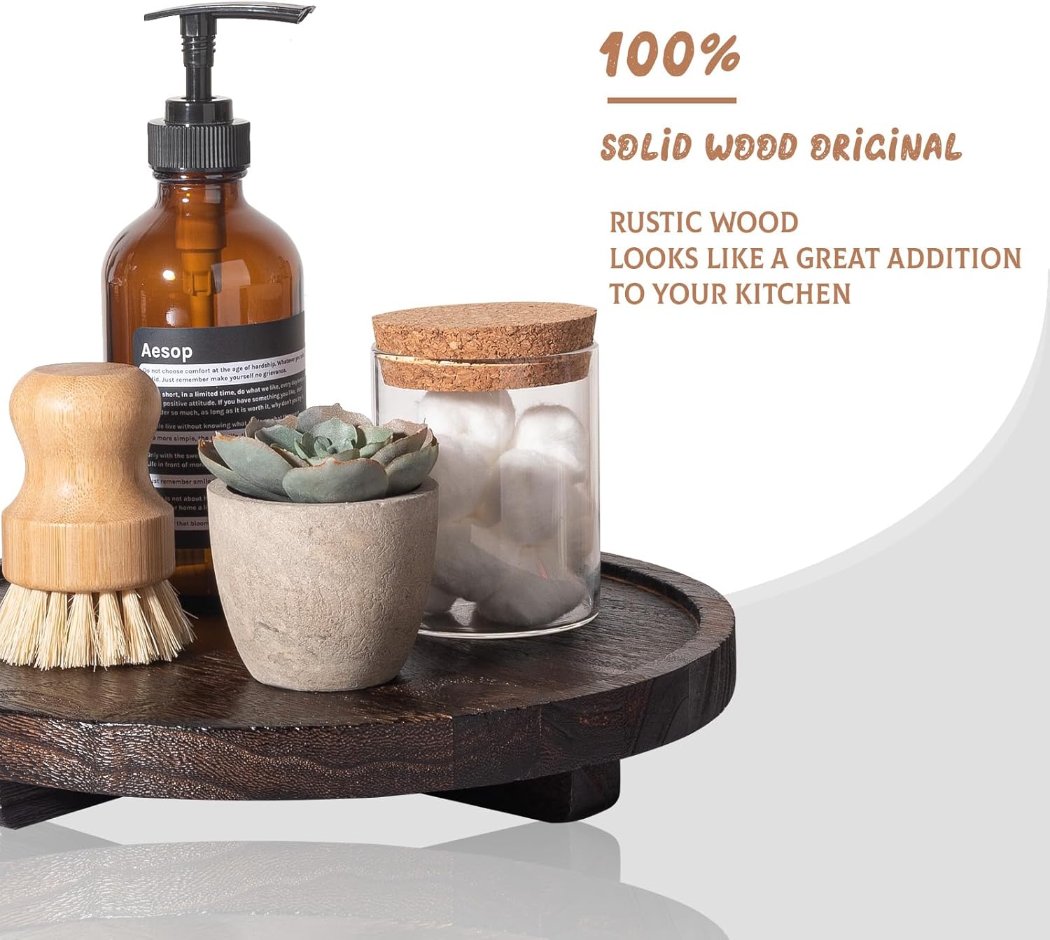 Round Wood Bathroom Organizer
