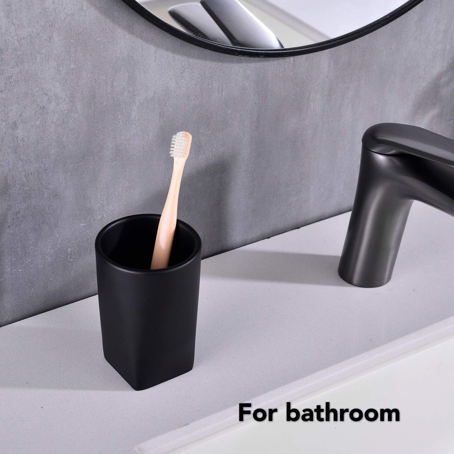 Modern Resin Bath Tumbler Holder in Matte Black Design