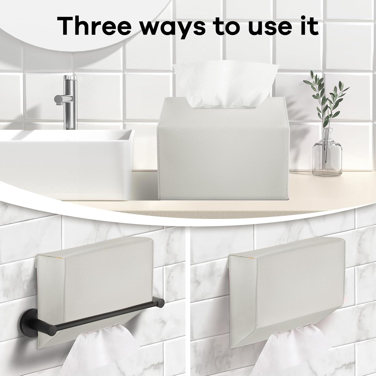 Sturdy Leather Tissue Box Cover Kleenex Compatible