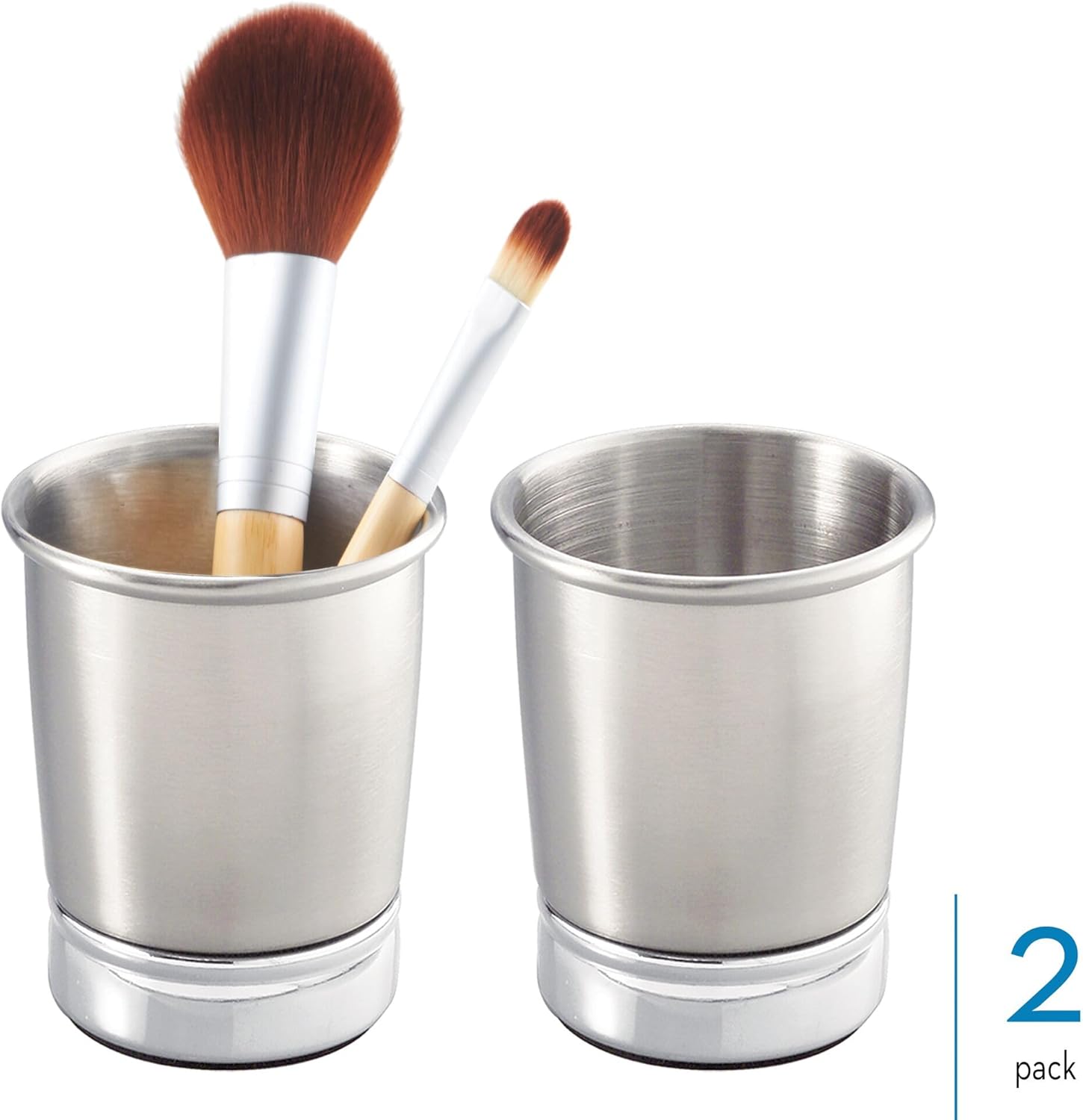 iDesign Stainless Steel Bathroom Tumbler Set of 2 Split Finish
