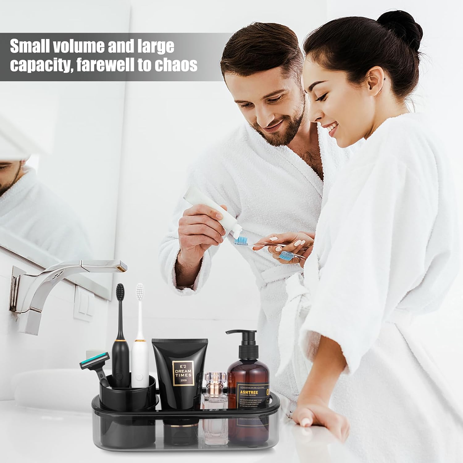 Space-Saving Black Toothbrush Holder for Bathrooms