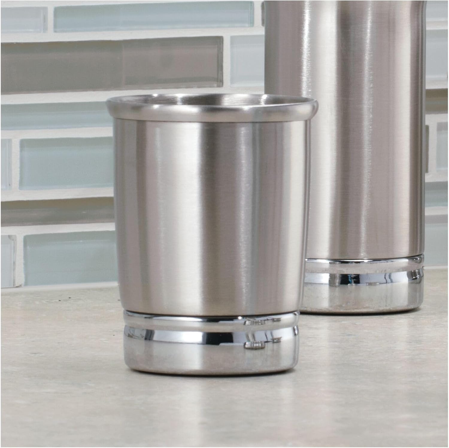 iDesign Stainless Steel Bathroom Tumbler Set of 2 Split Finish