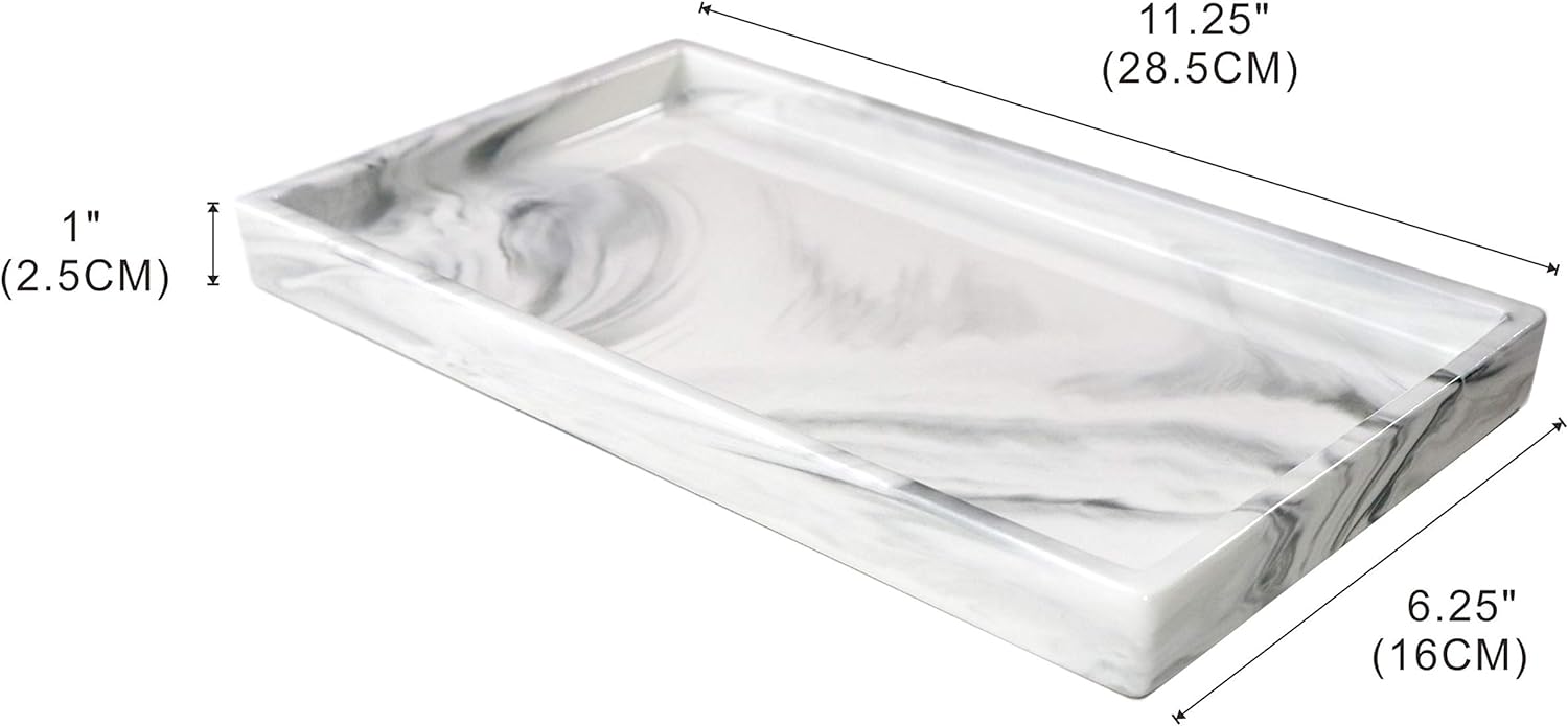 White Marble Bathroom Counter Tray
