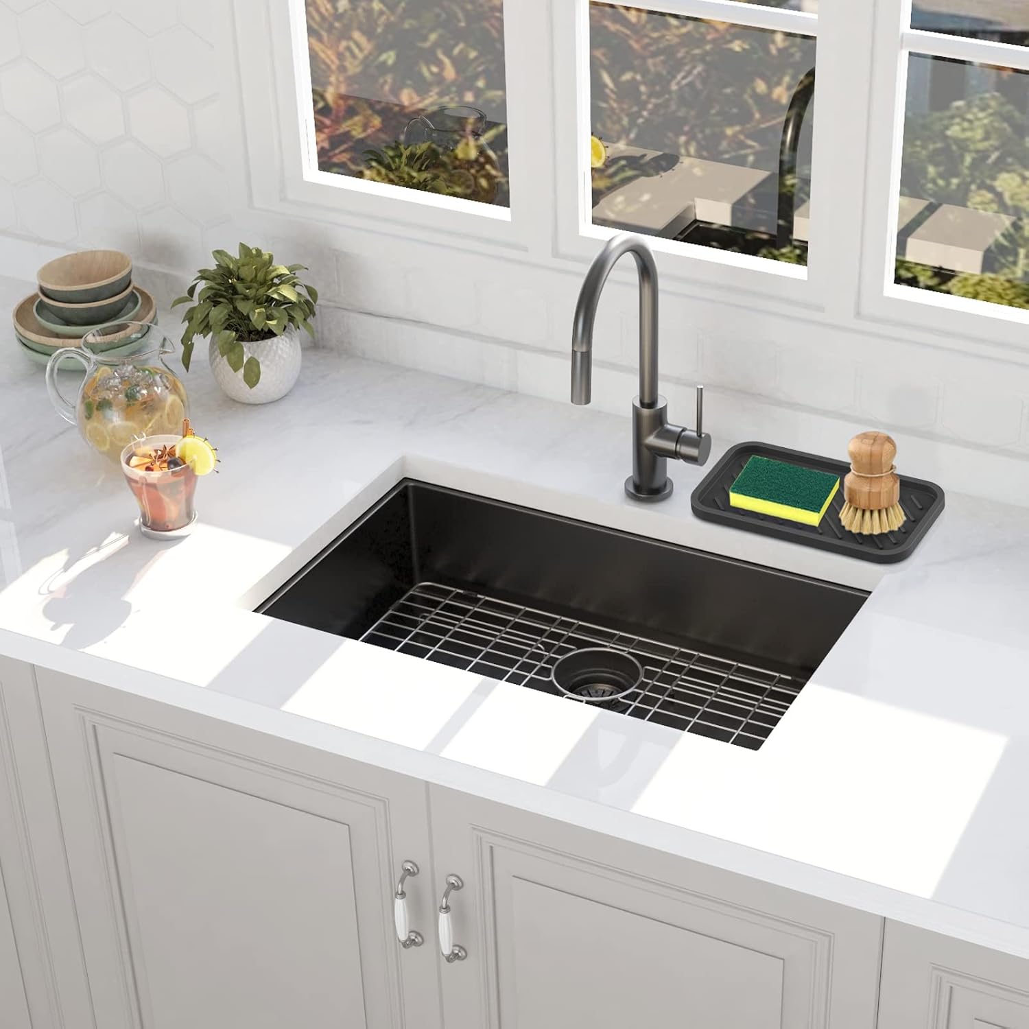 EG-SIPRO Silicone Sponge Holder Kitchen Sink Organizer Tray